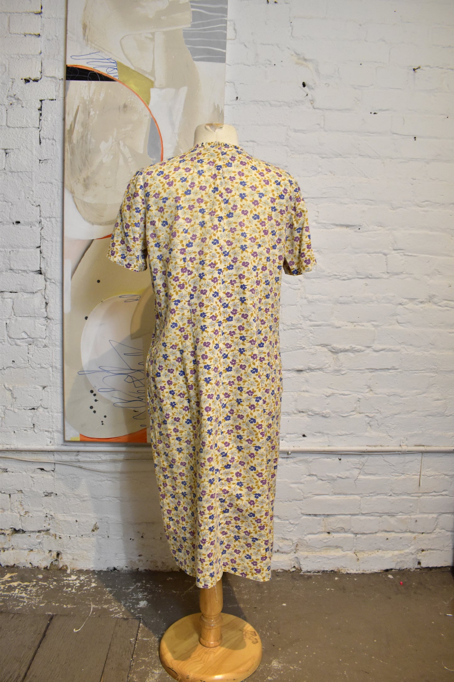 Vintage 1960s Cotton Floral House Dress