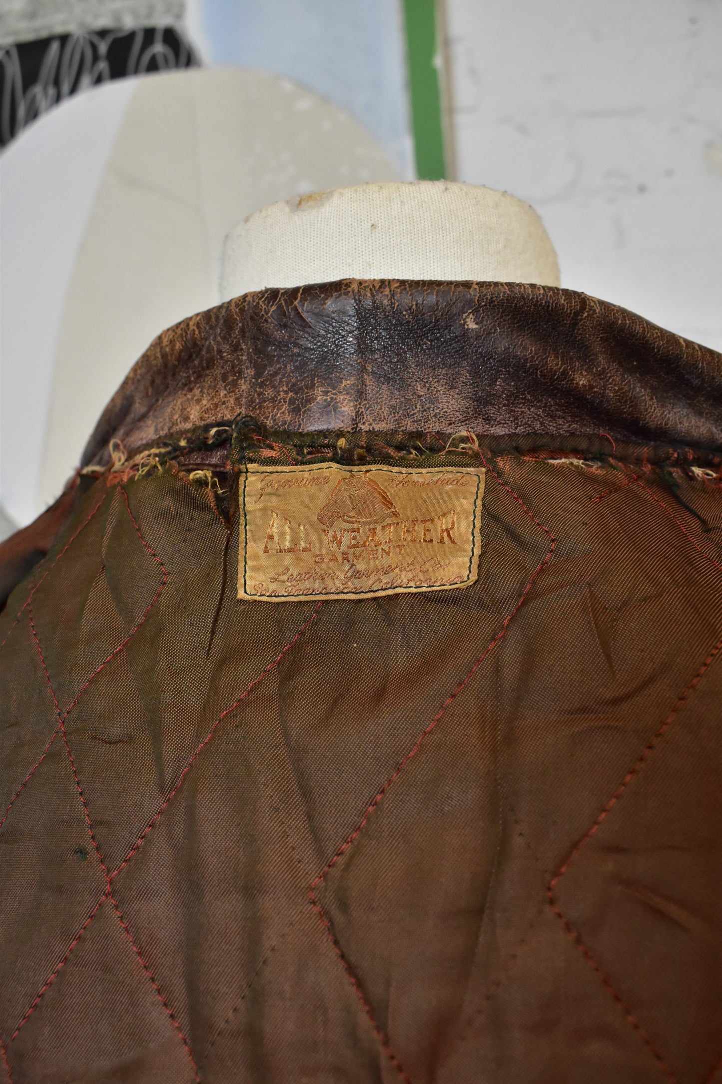 Vintage 40s 50s All Weather Horsehide Leather Jacket