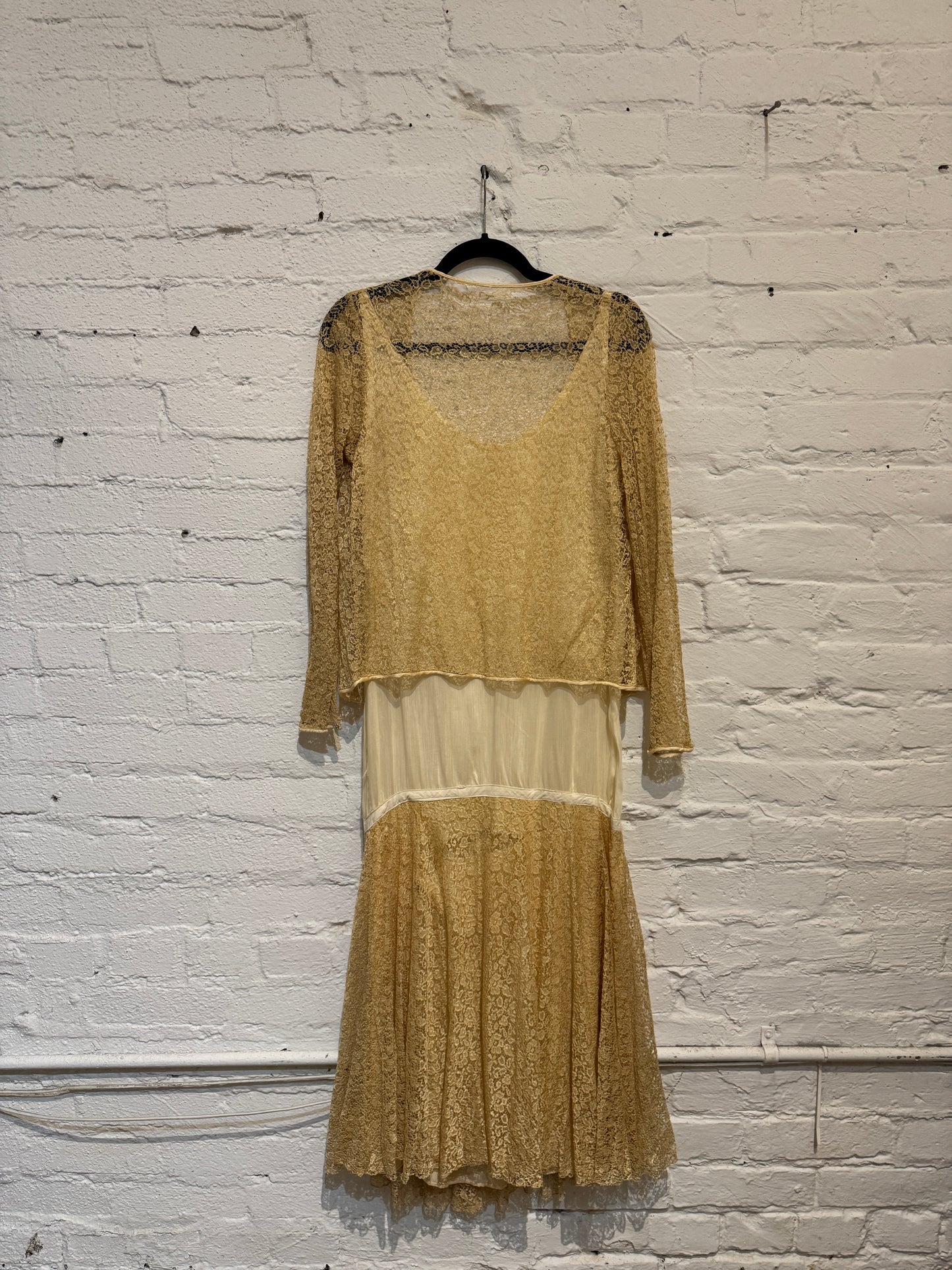 Vintage 1920's Cream Drop Waist Lace Dress
