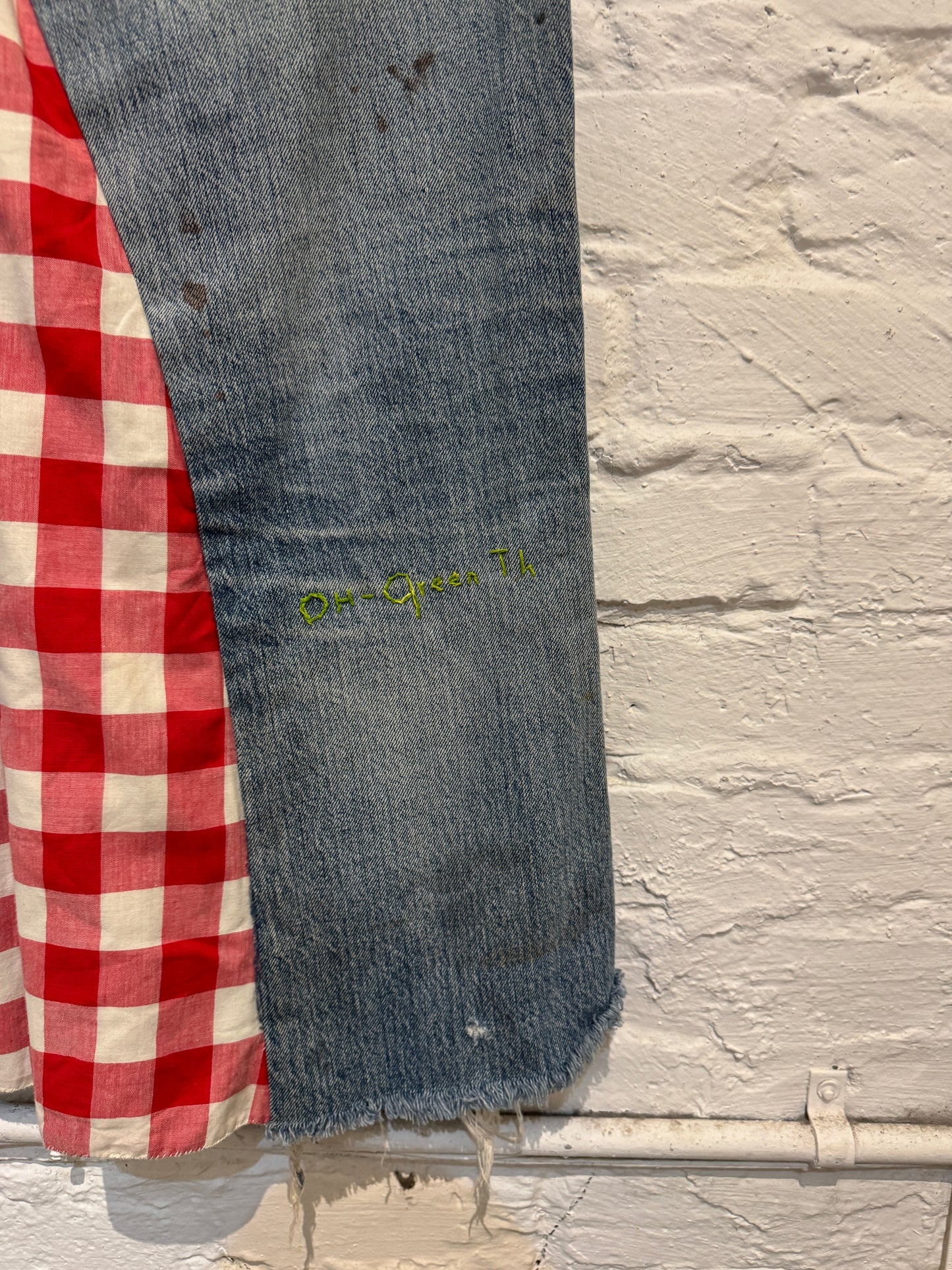 Vintage 1960s 1970s Levis Folkart Denim Patchwork Maxi Skirt