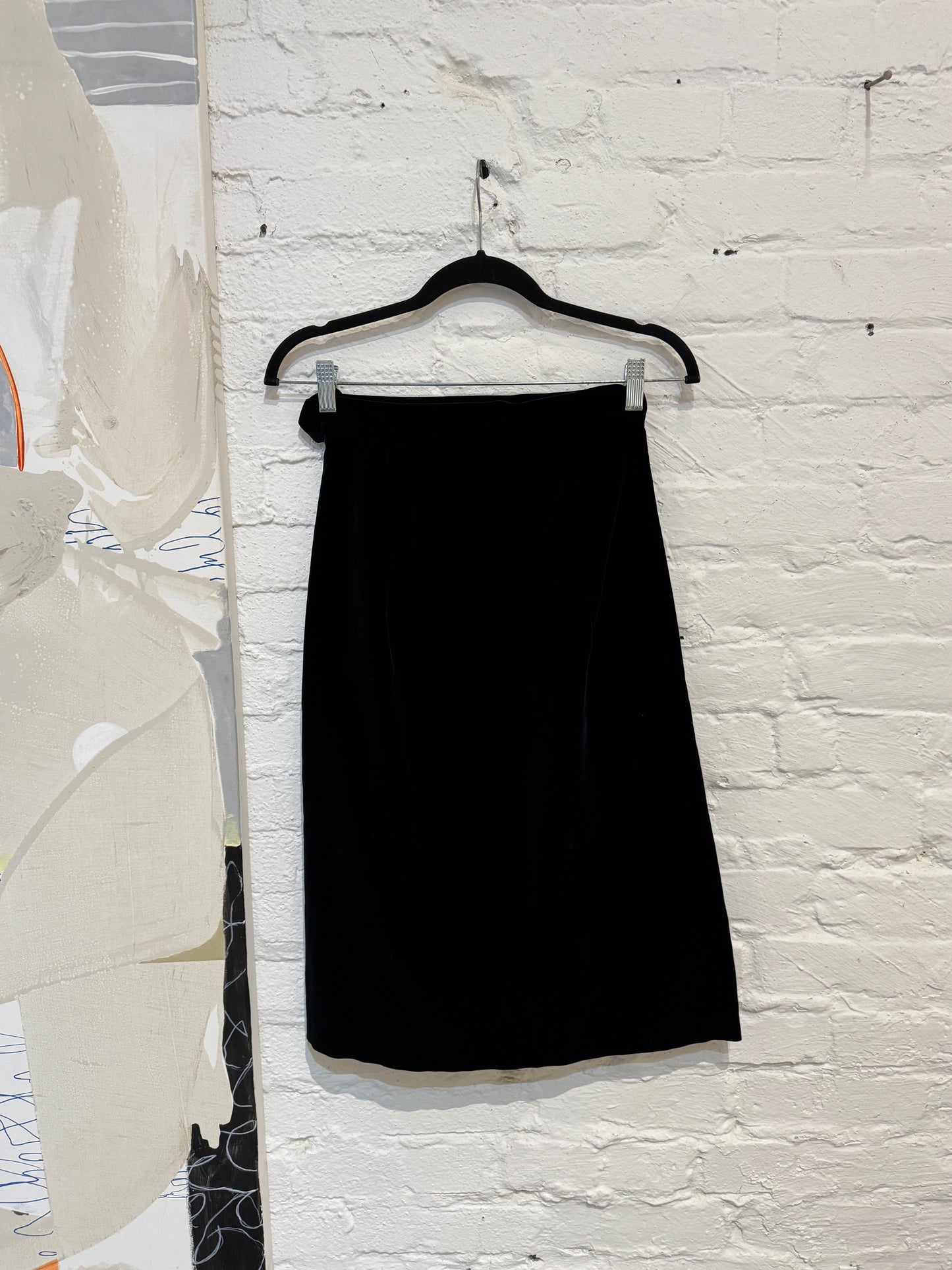 Vintage Black Velvet Pencil Skirt