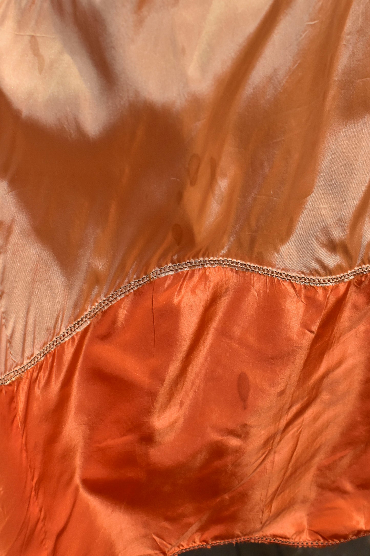 Vintage 1920s Drop Waist Peach and Orange Party Dress