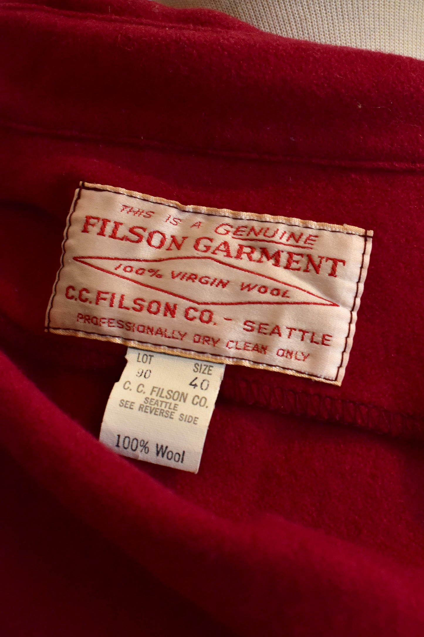 Vintage 80s CC Filson Maroon Wool Shirt Jacket