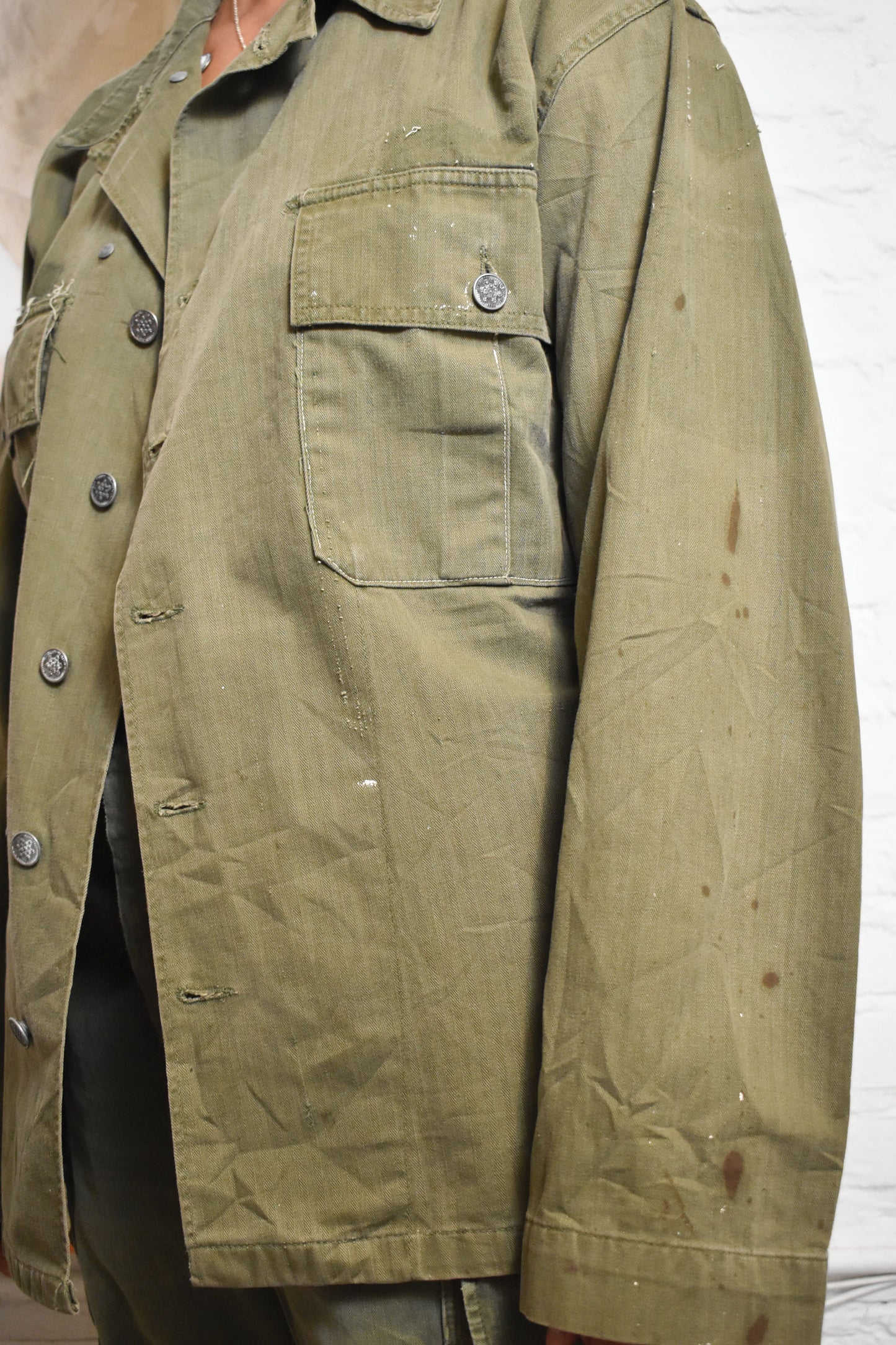 Vintage Army Green Military Shirt