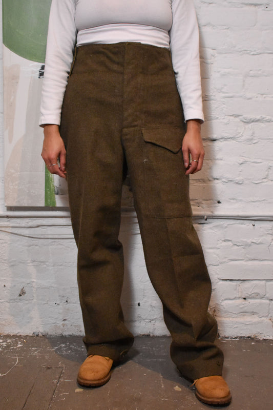 Vintage 1950s Wool Army Trousers