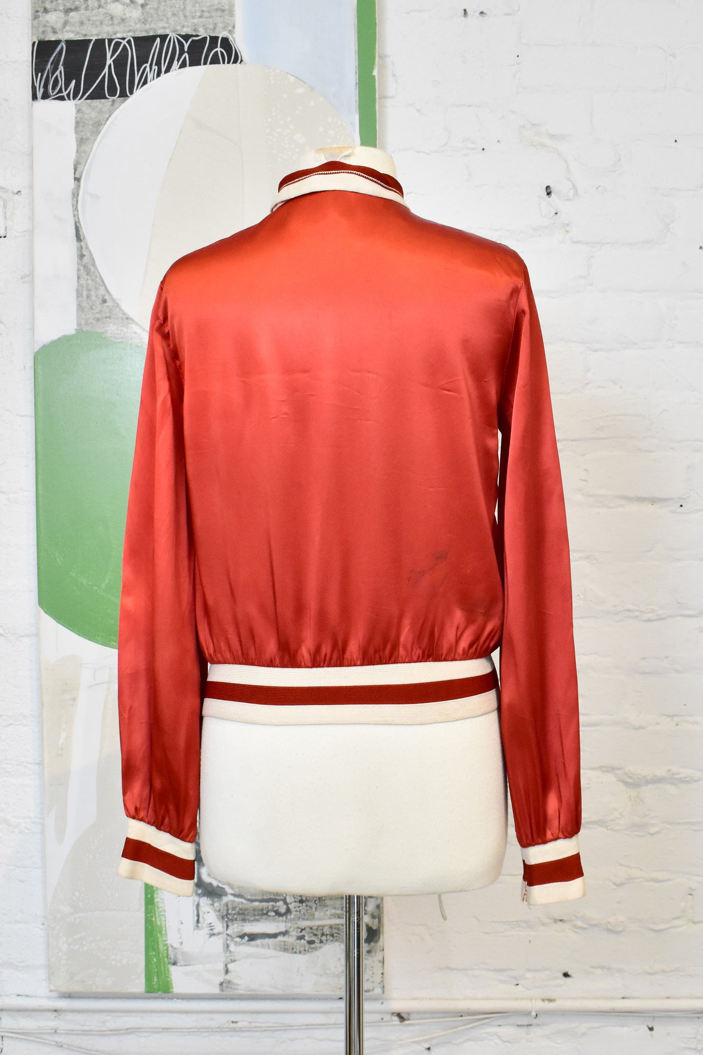 Vintage 1950s Satin Maroon Bomber Jacket