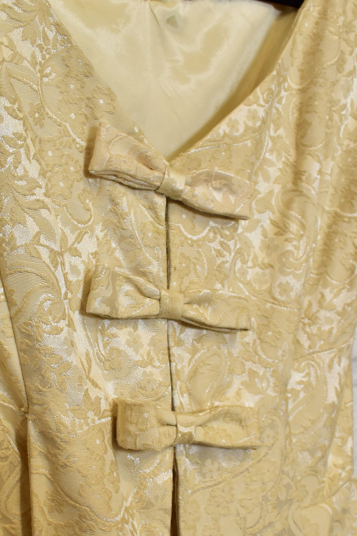 Vintage 1960's Light Golden/Off White Brocade Gown