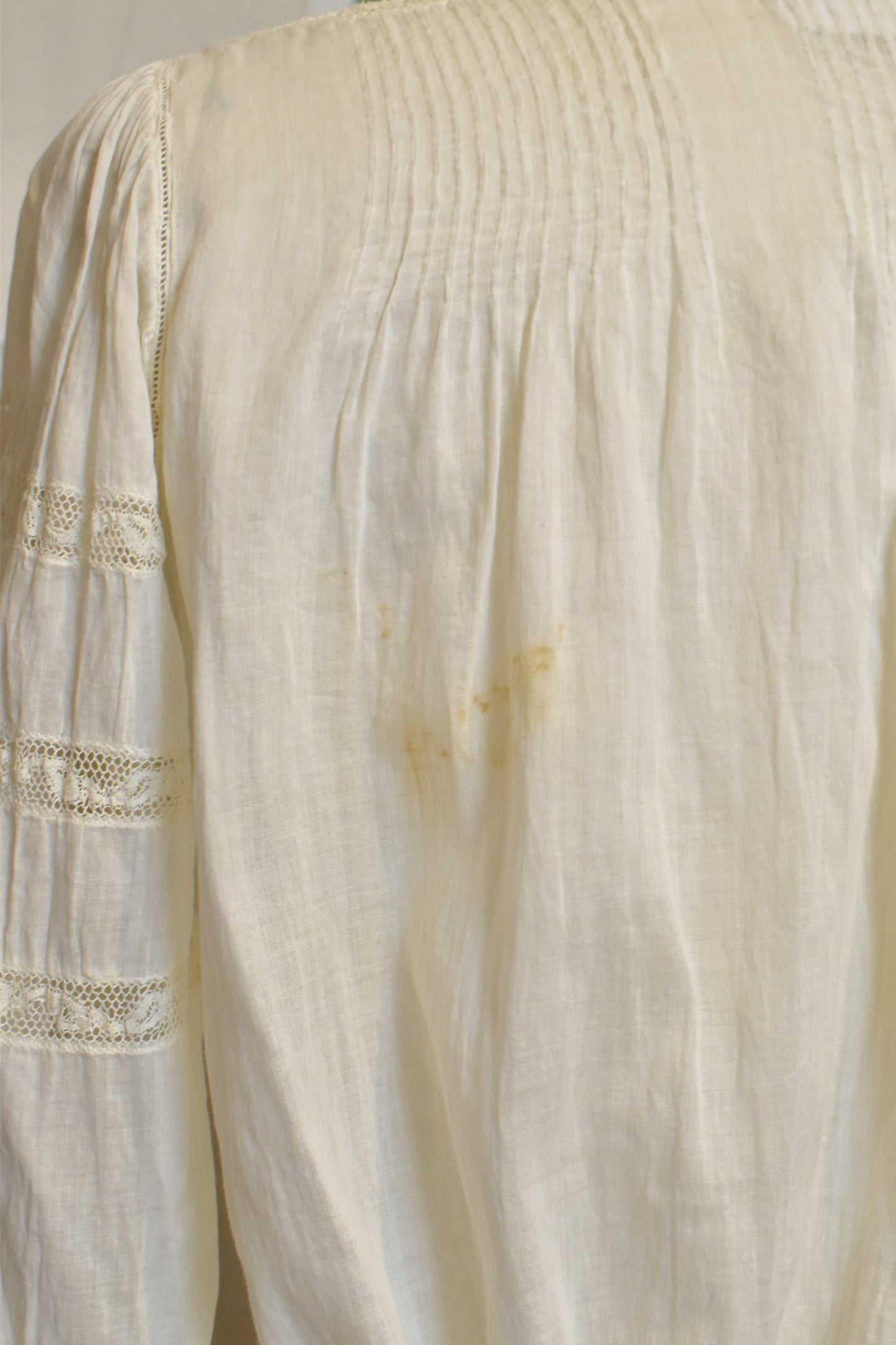 Antique Delicate White Cotton Embroidered Lace Blouse