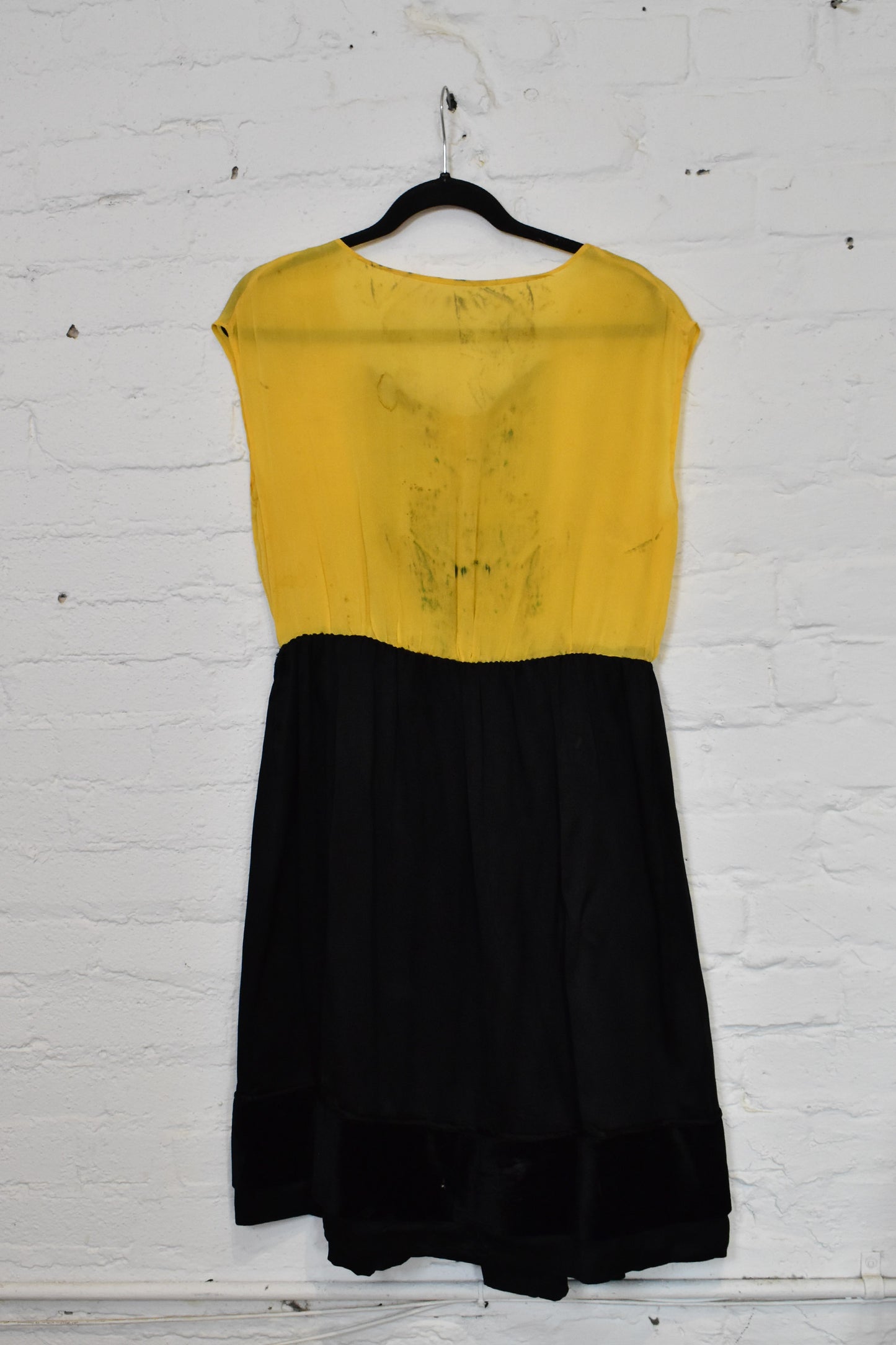 Vintage 1920s Black & Yellow Silk Dress