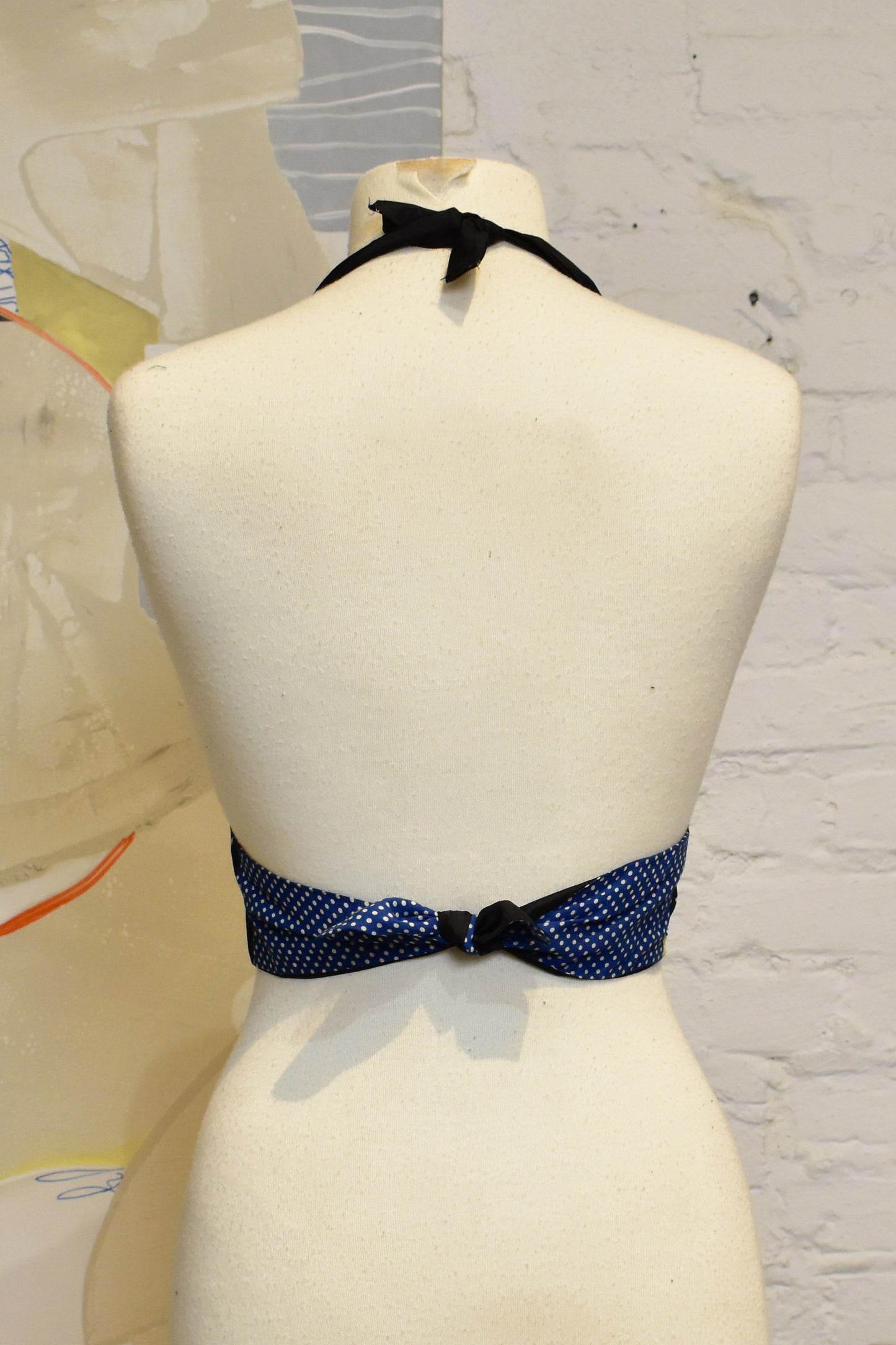 RARE Vintage 1930's 1940's Satin Custom Patchwork Novelty Halter Top