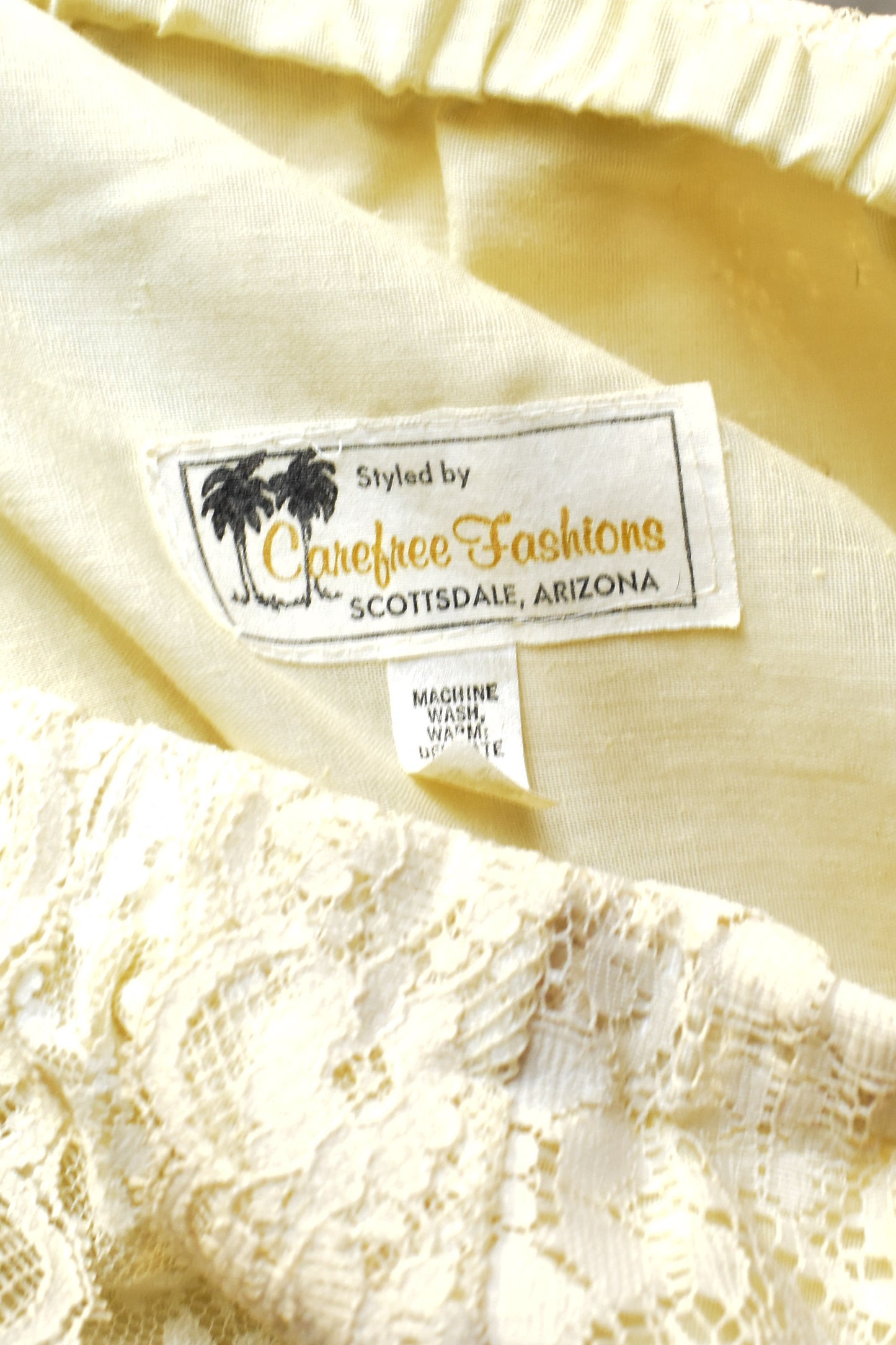 Vintage 1960's "Carefree Fashion" Two Piece Cream Lace Maxi Skirt Set