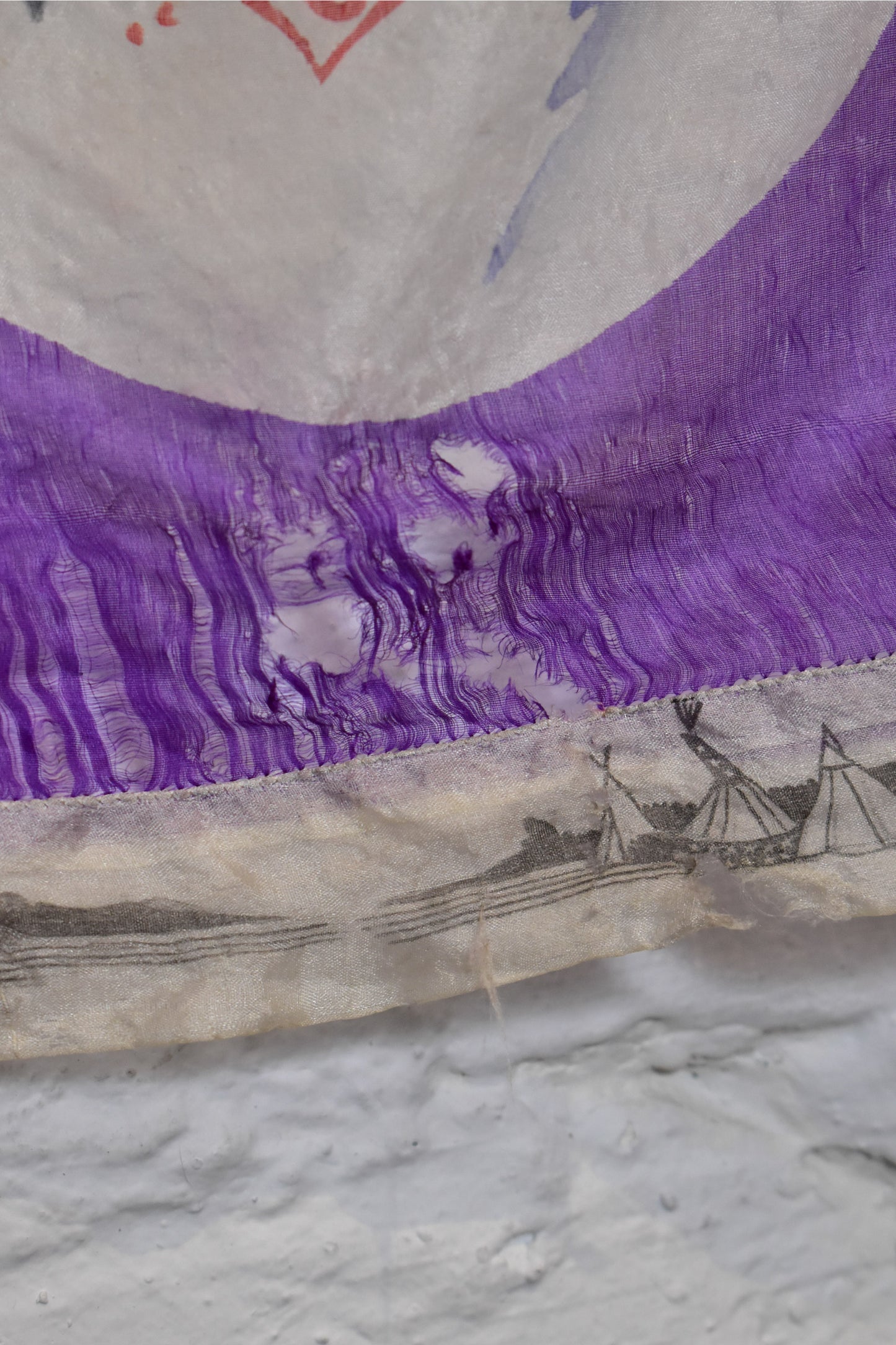 Vintage 1930s Cowboy Paper Thin Silk Scarf