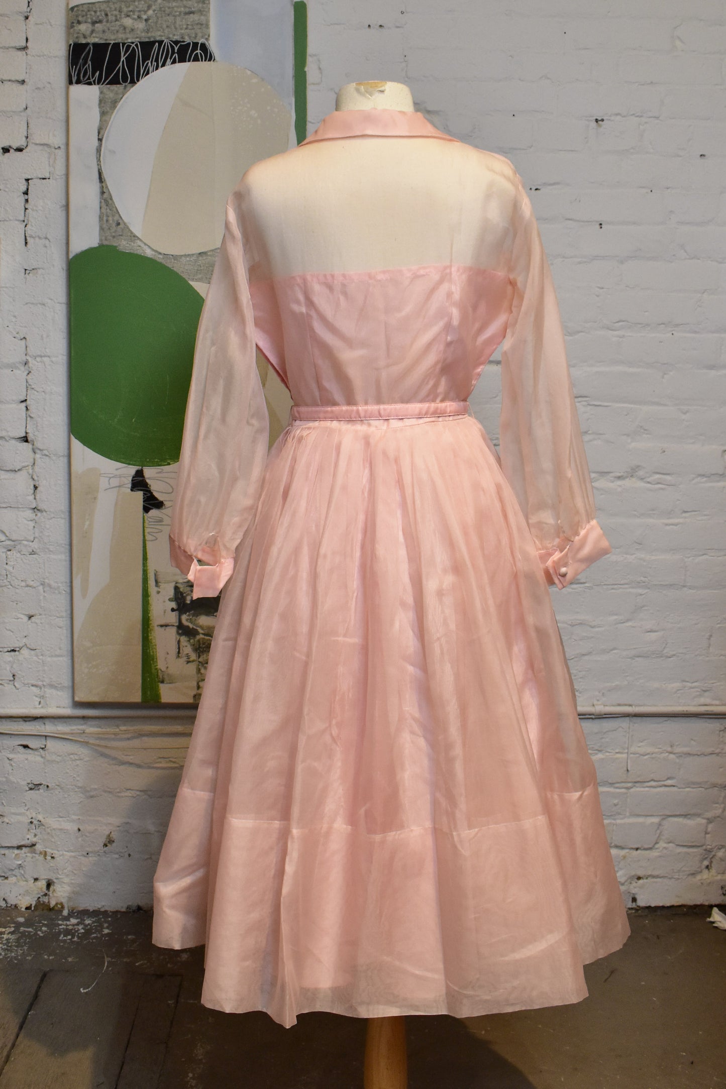 Vintage 50's/60's Sheer Pink Formal Blouson Dress