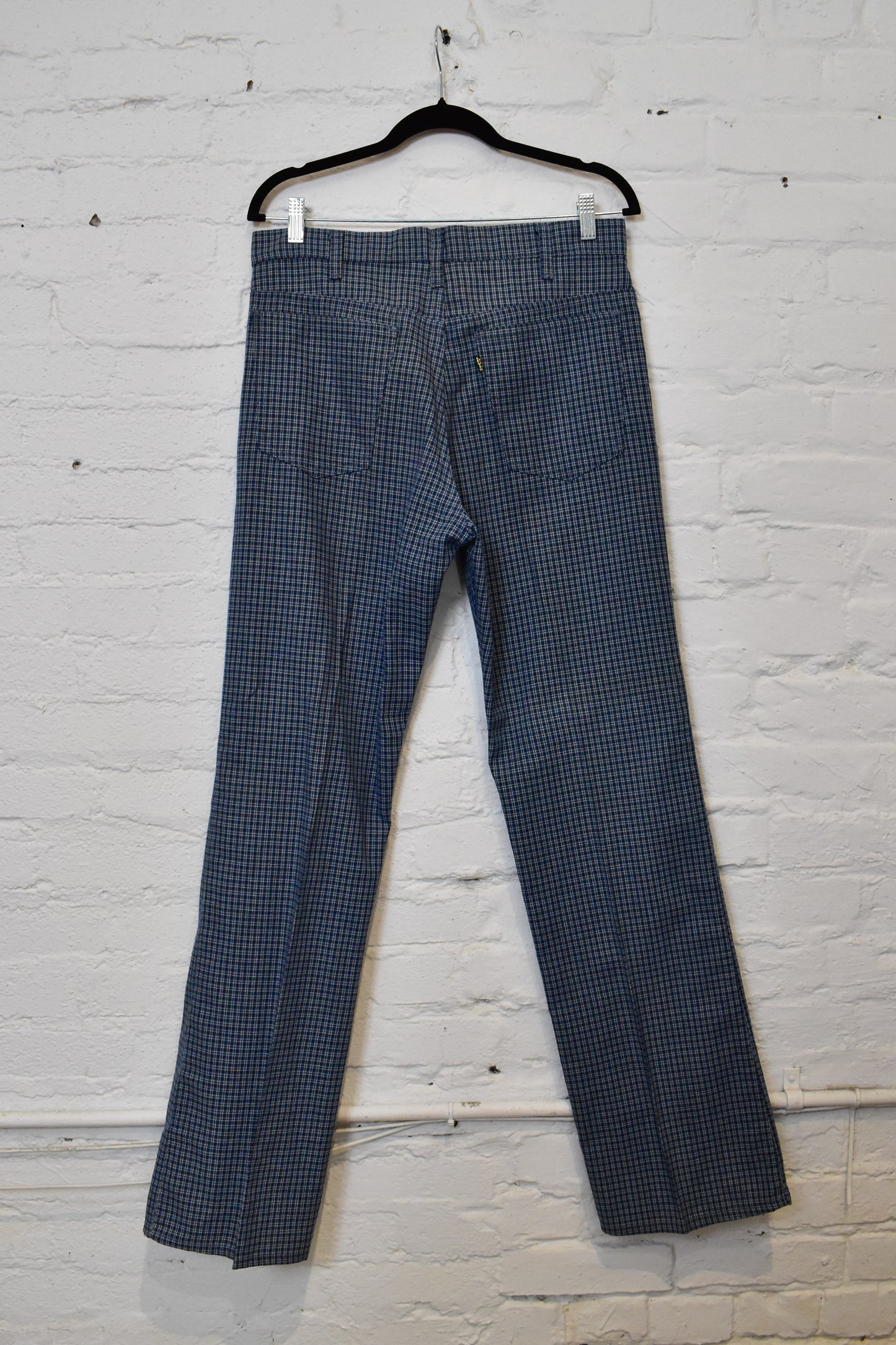 Vintage 1970s Levis Sta-Prest Blue Plaid Trousers