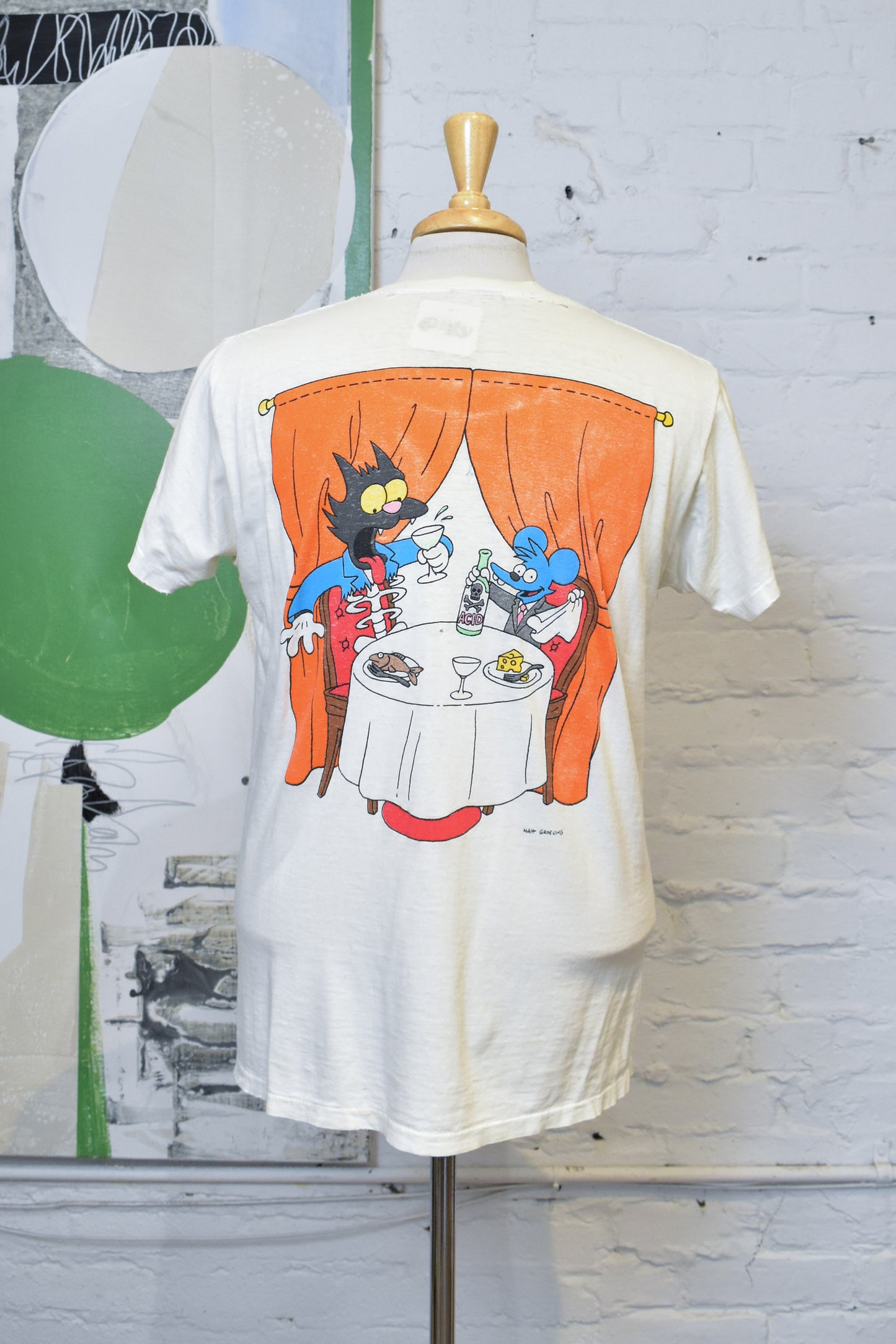 Vintage 1992 The Itchy & Scratchy Show T-Shirt Creative Images Single Stitch Cartoon Graphic