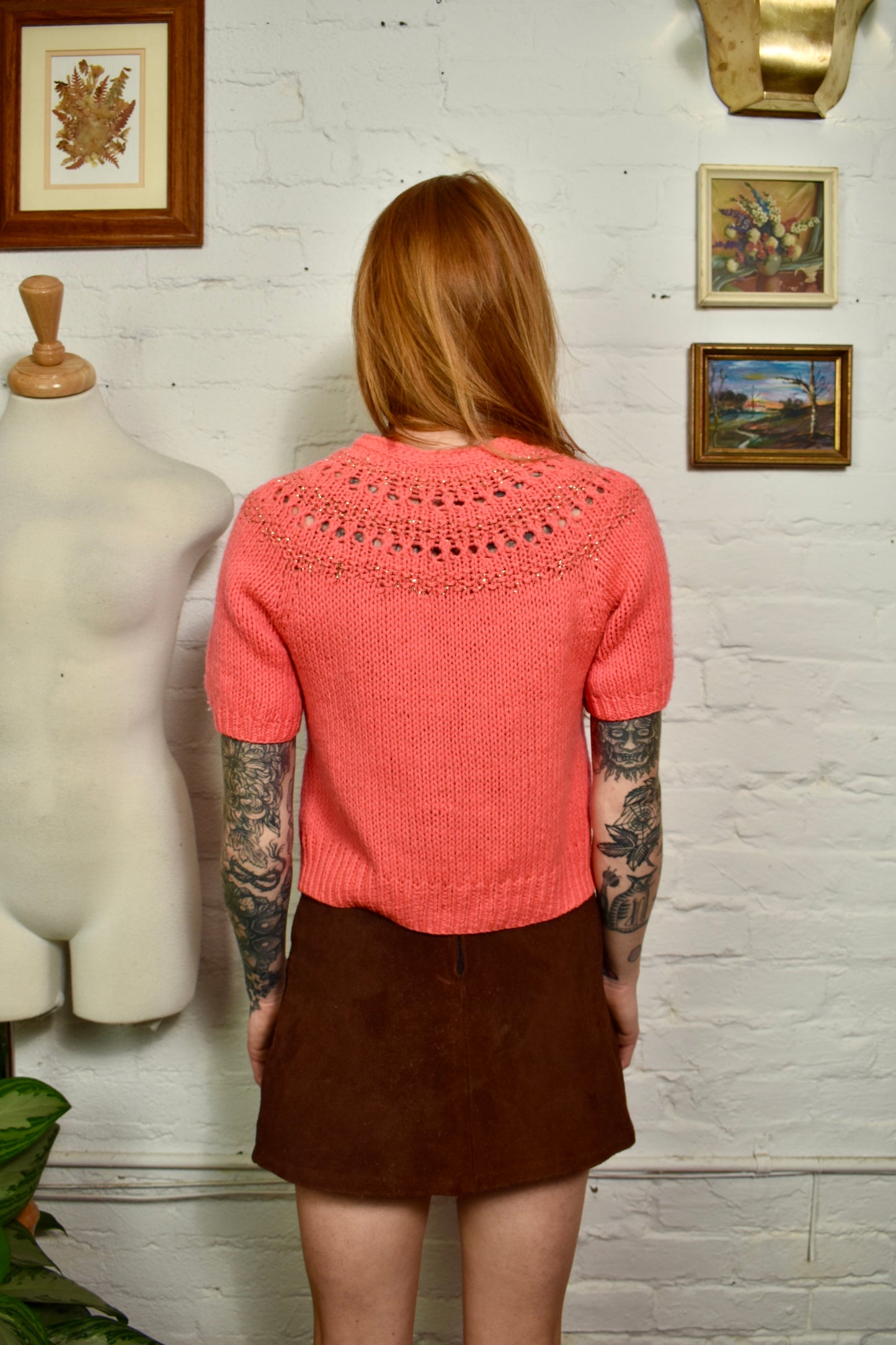 Vintage Hand Knit Nacarat Cardigan