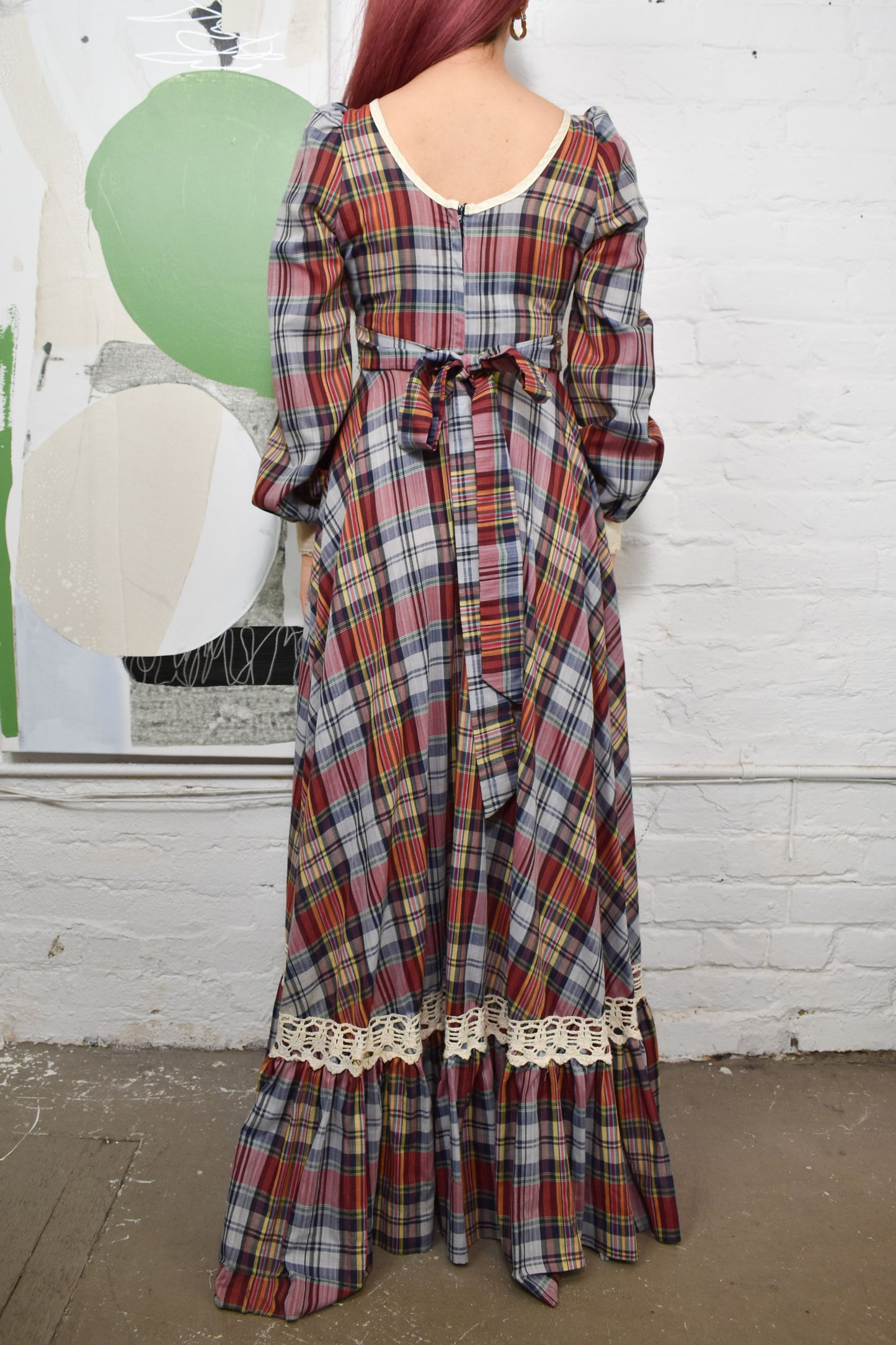 Vintage 1970's "Gunne Sax" Plaid Peasant Dress