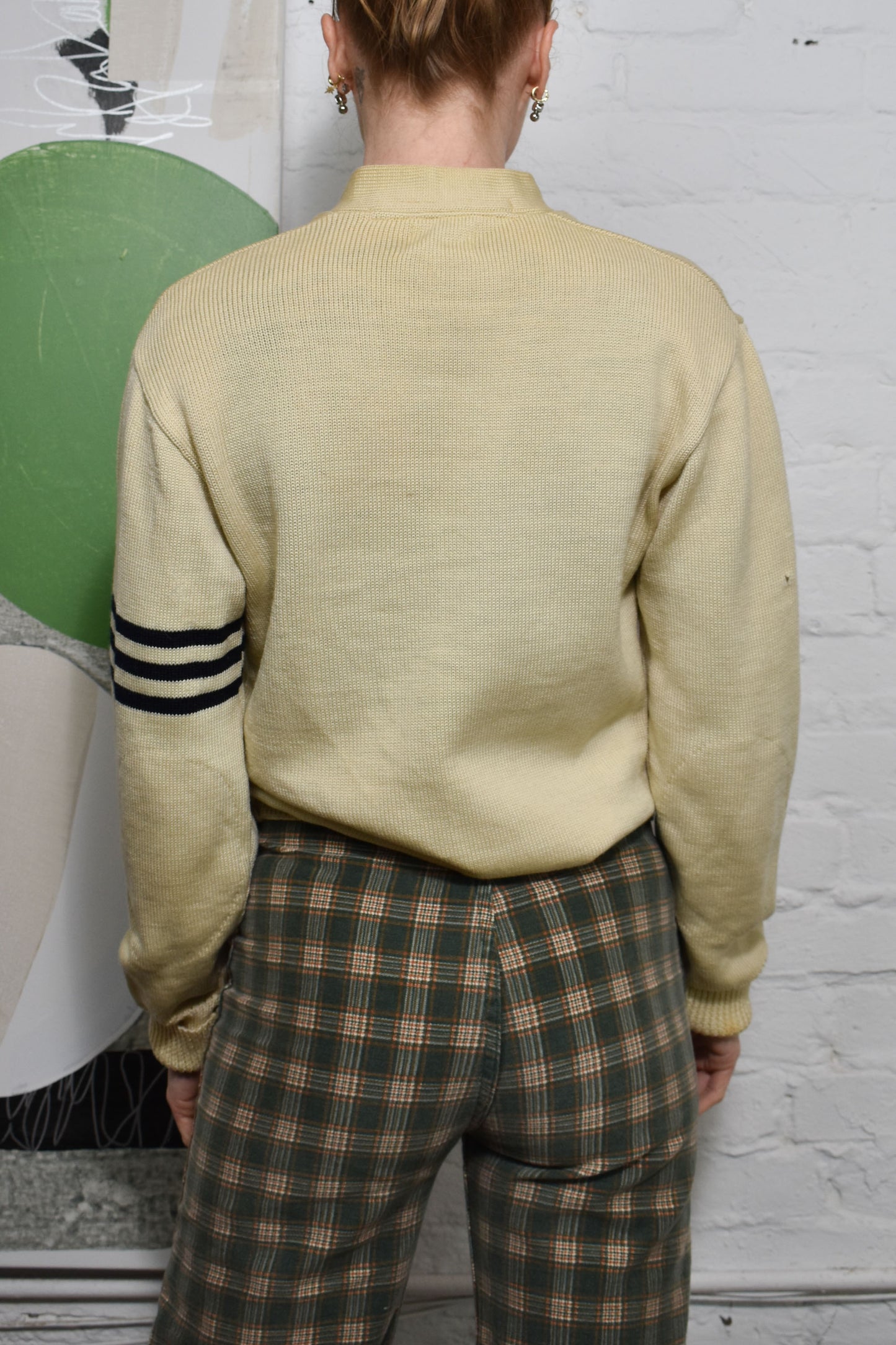 Vintage 40s/50s "Octonek" Beige & Black Pullover Letterman's Sweater