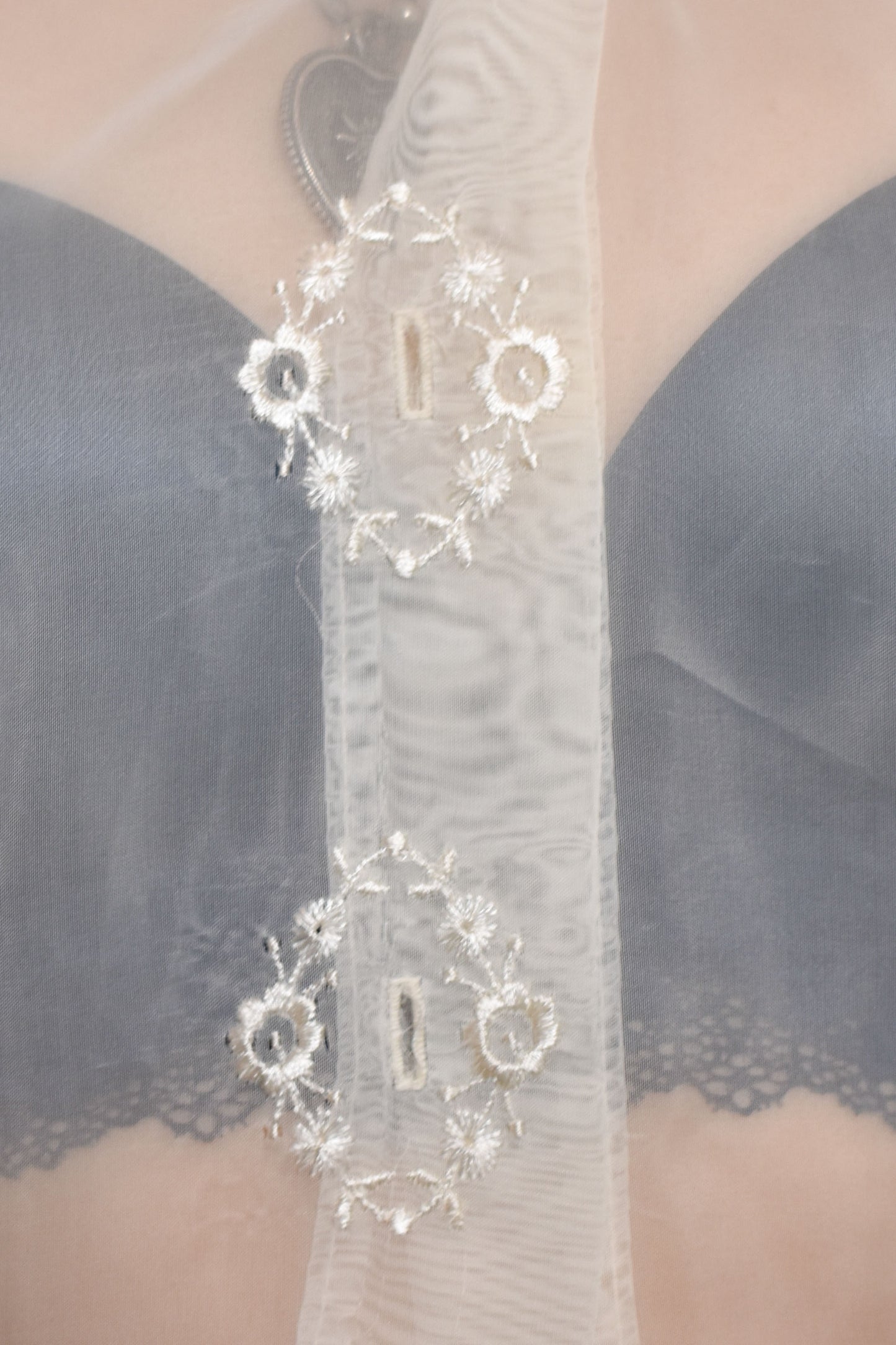 Vintage 60s "Bonnie Lazzie" Ivory Embroidered Sheer Blouse