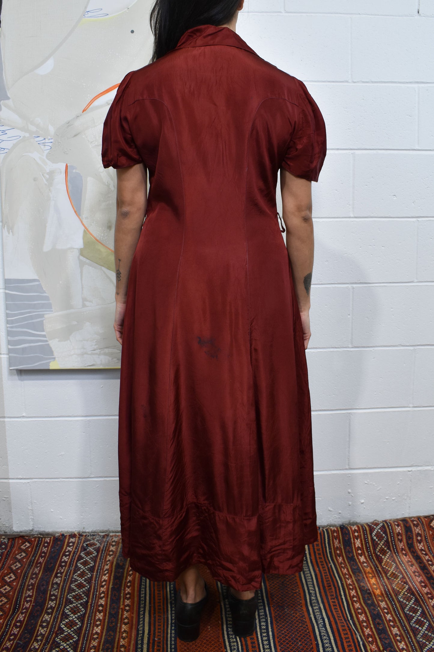 Vintage 1940's Wine Dressing Gown