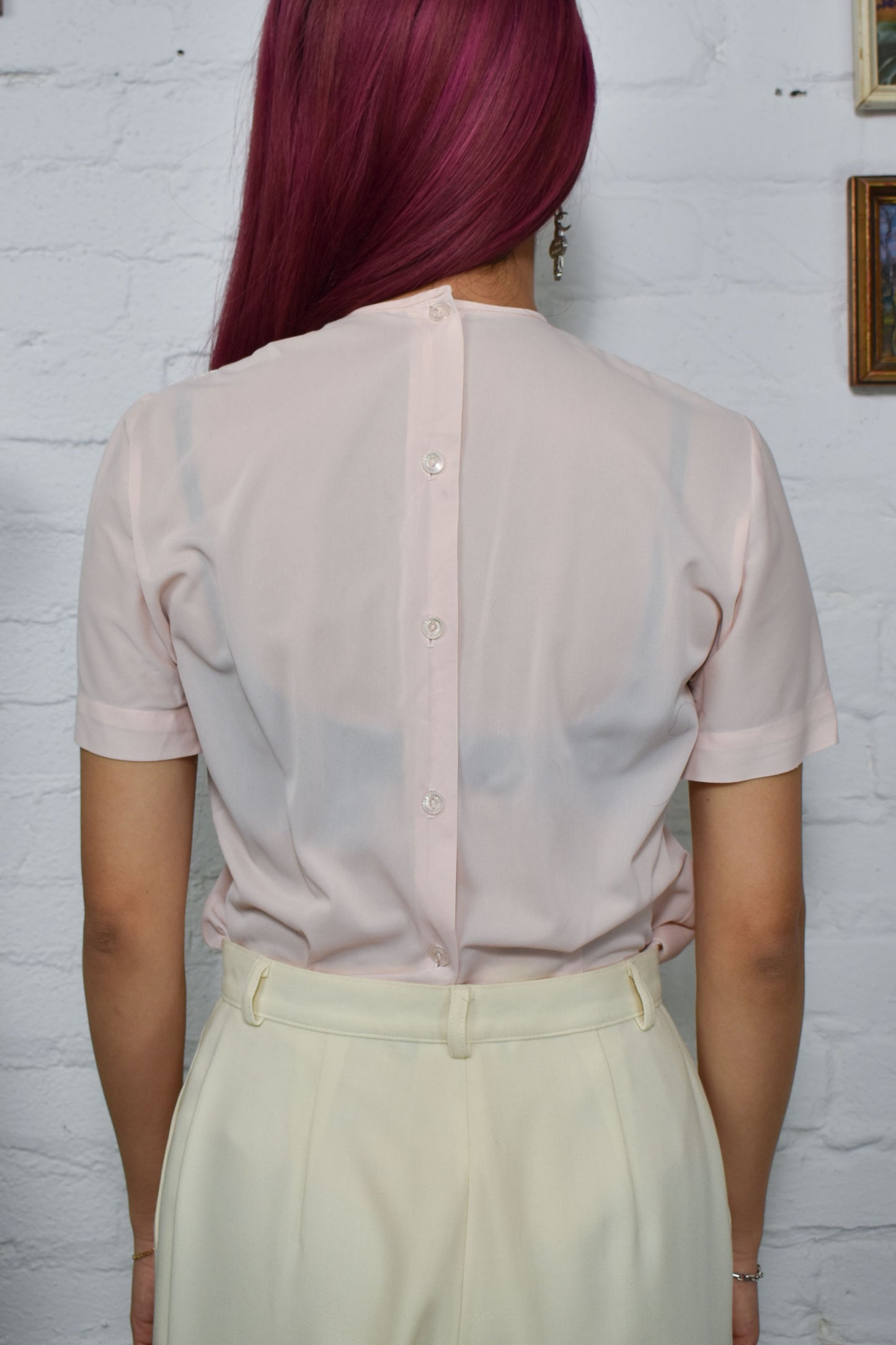 Vintage 50's Pink Nylon Blouse