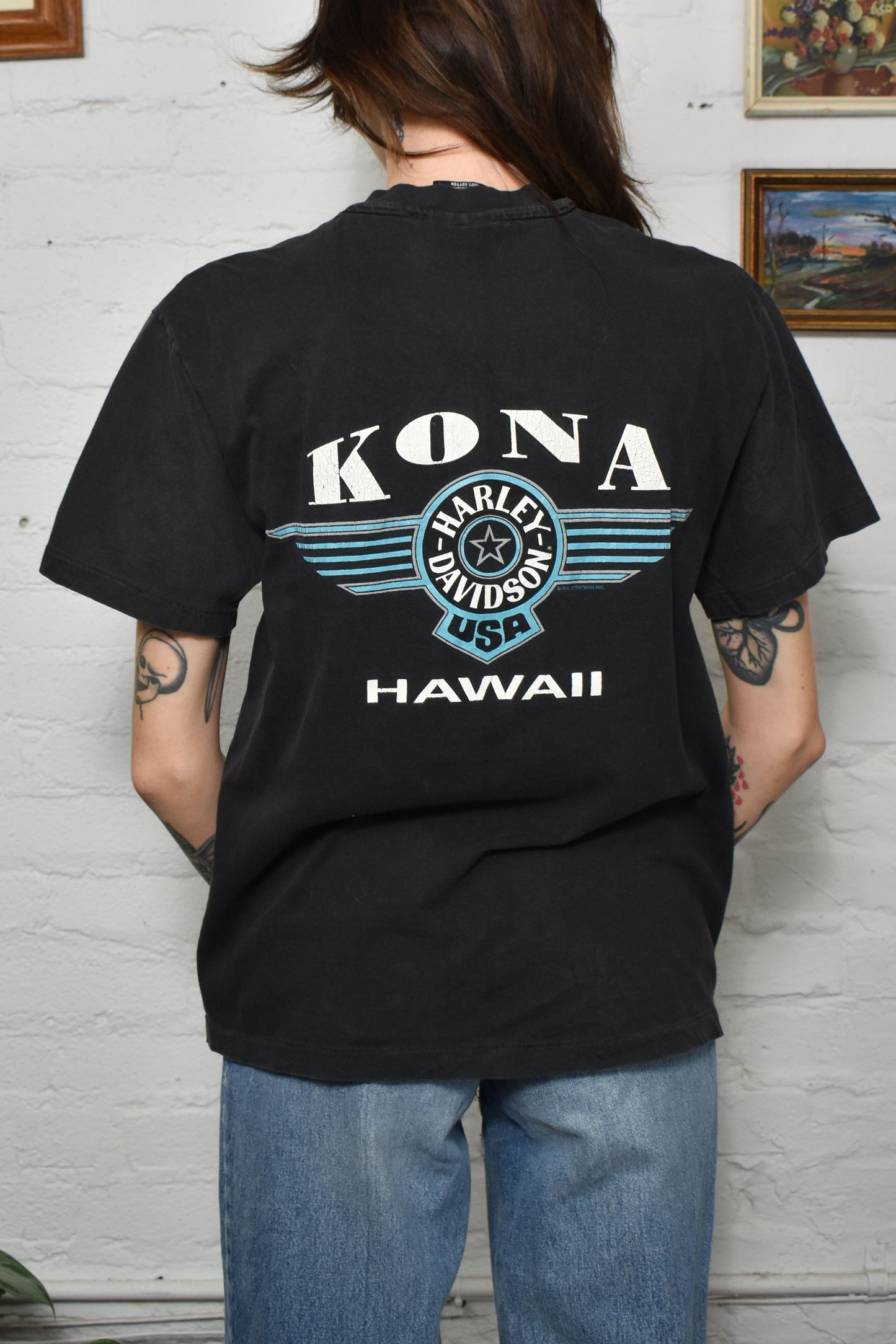 Vintage 80s/90s "Harley Davidson" Kona Hawaii Black T-shirt