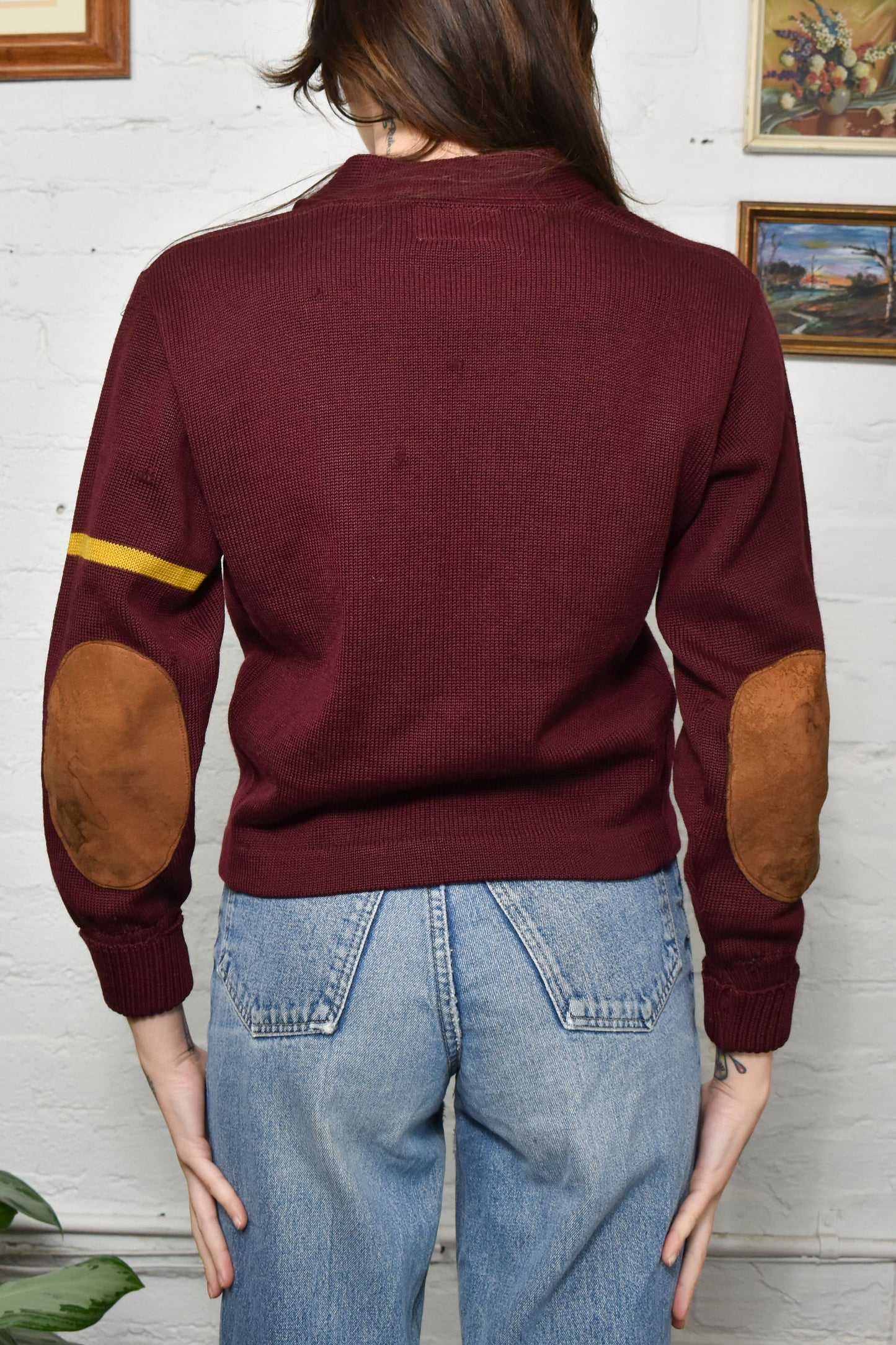 Vintage 40s/50s " University of Idaho" Maroon with Letter I Cardigan