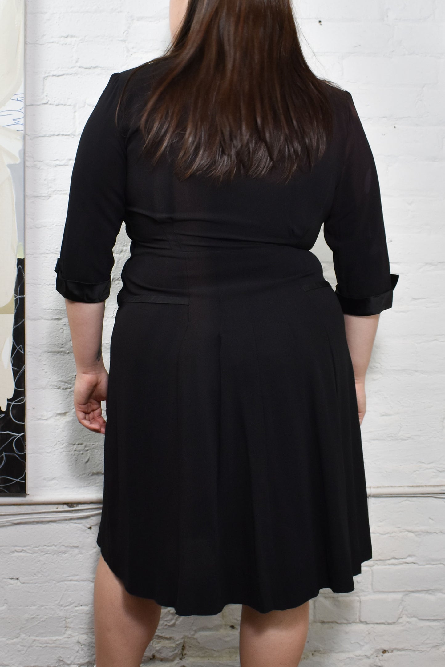 Vintage 1940's/1950's Black Crepe Beaded Formal Dress