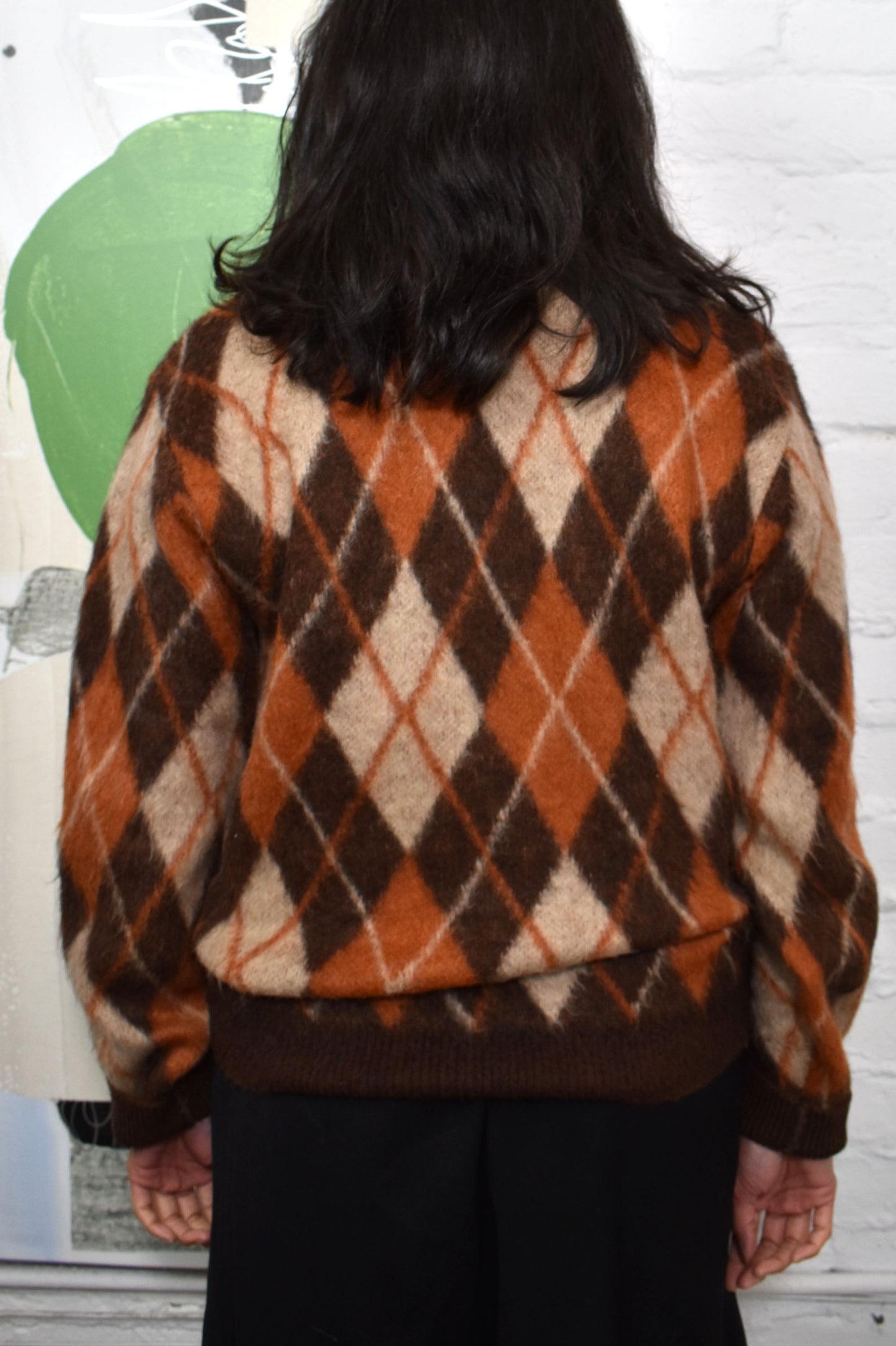 Vintage 60's Mohair Argyle Polo Sweater