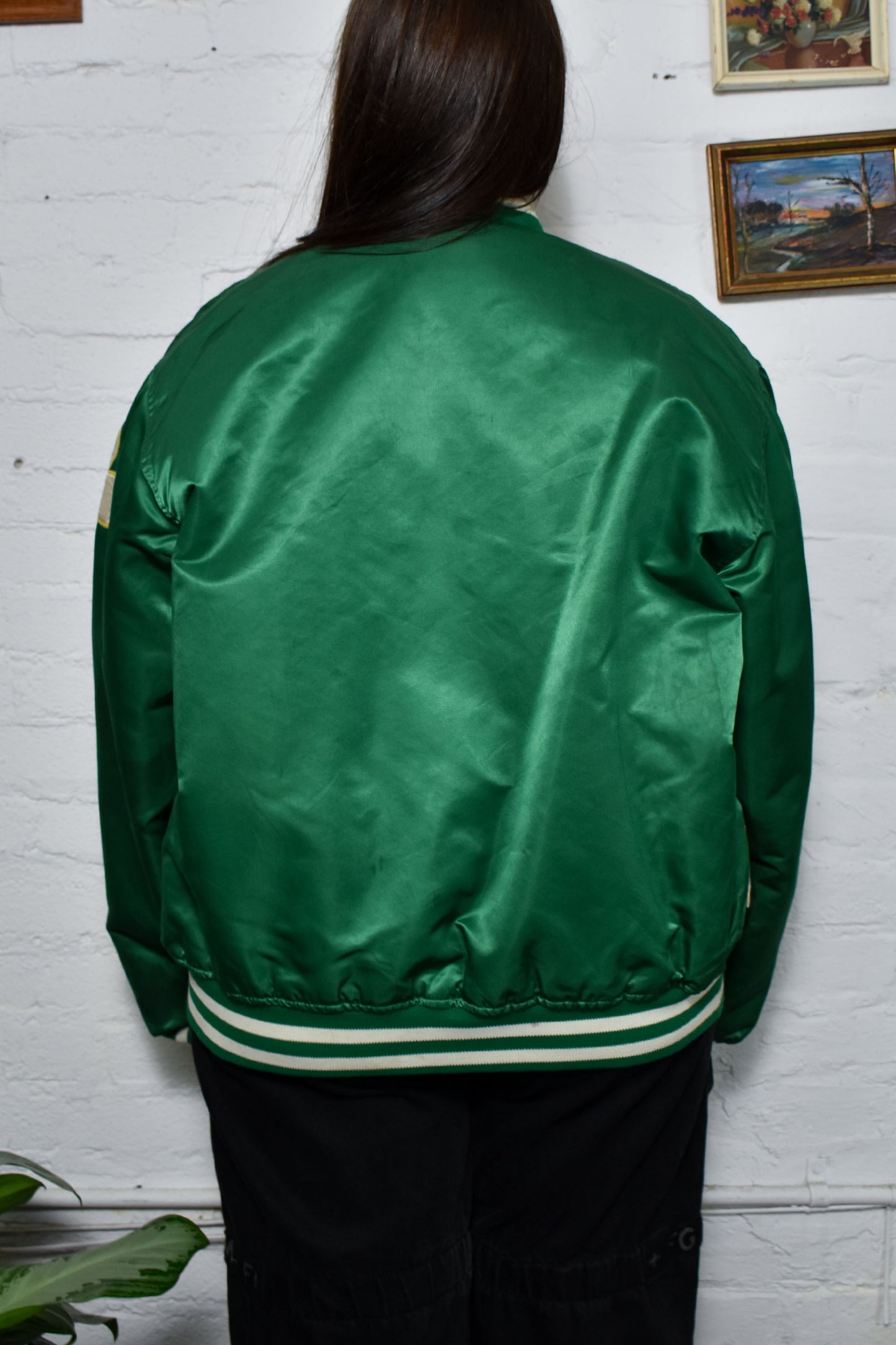 Vintage Boston Celtics Satin Green Bomber Jacket