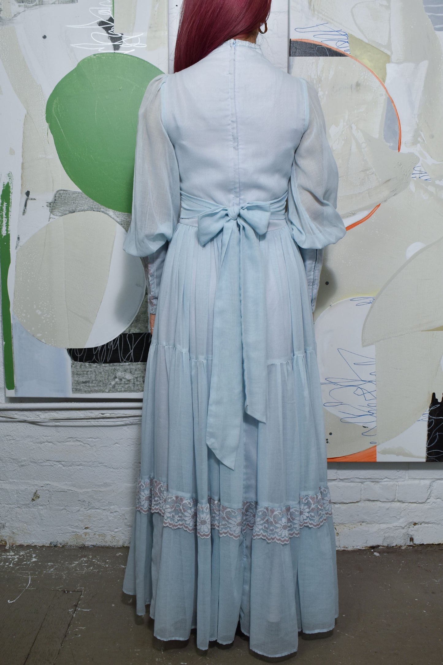 Vintage 1970's "Gunne Sax" Baby Blue Peasant Dress