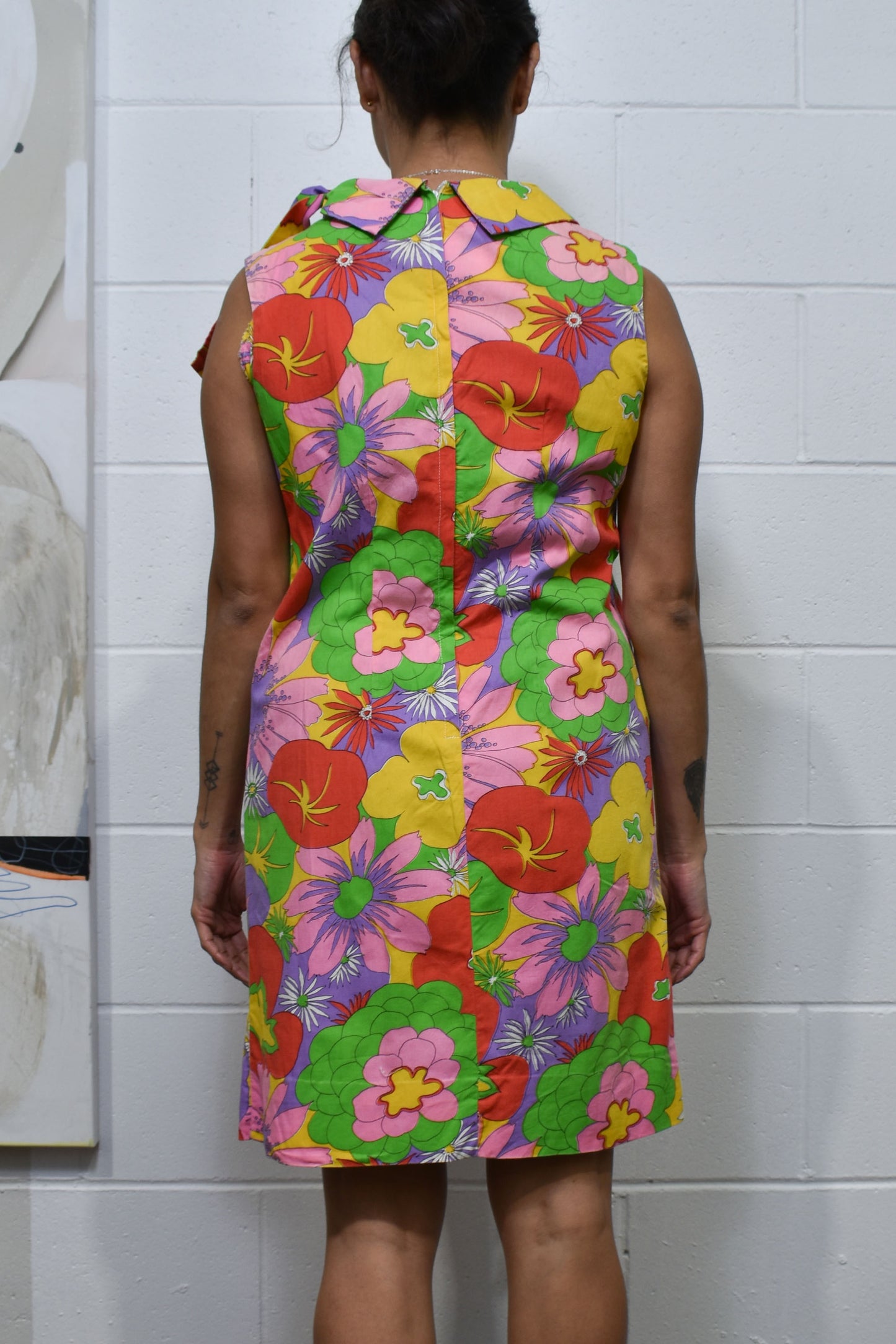 Vintage 1960's Floral Pop Art Cotton Summer Dress