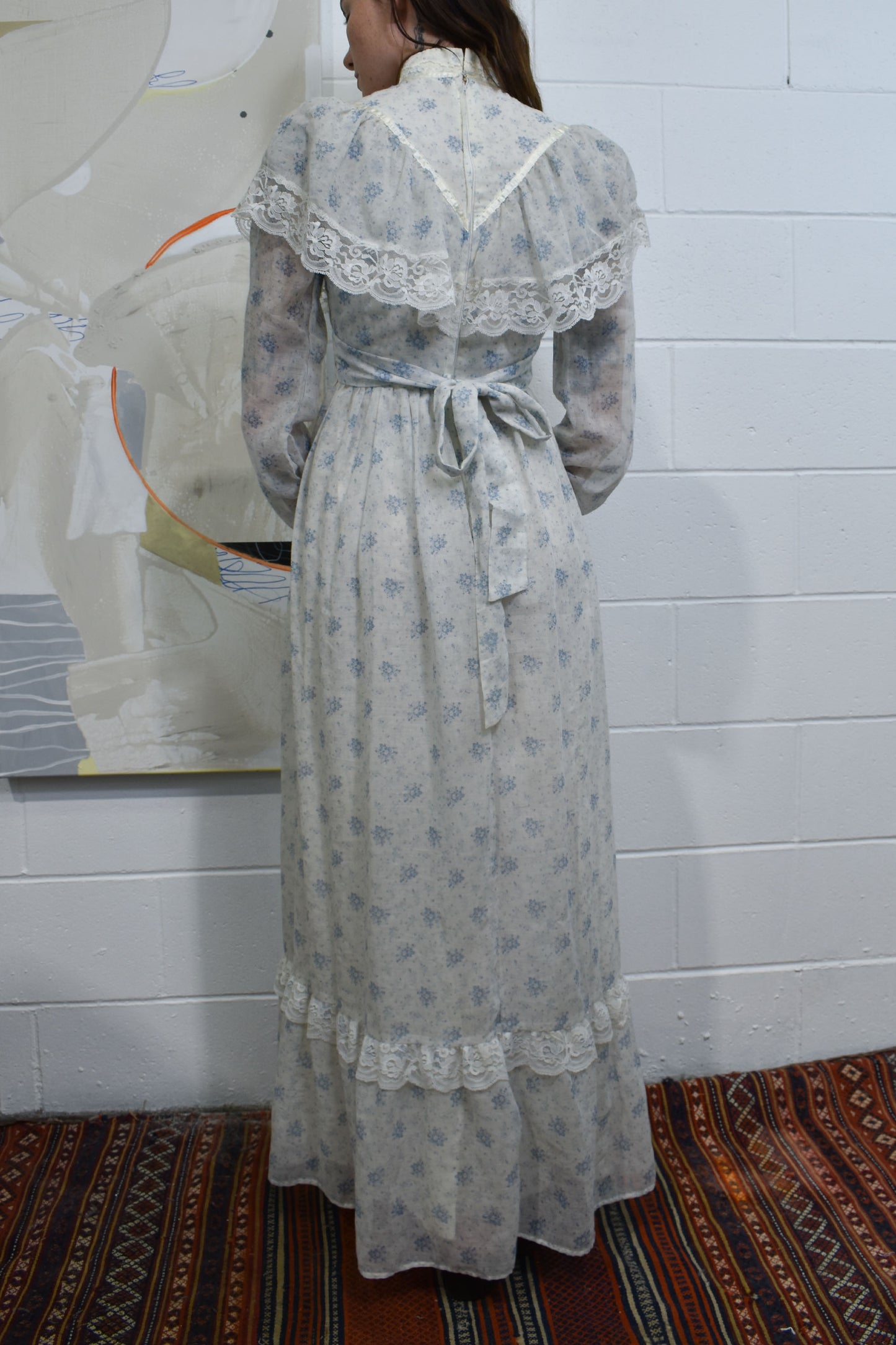 Vintage 1970's Gunne Sax Style Floral Maxi Dress