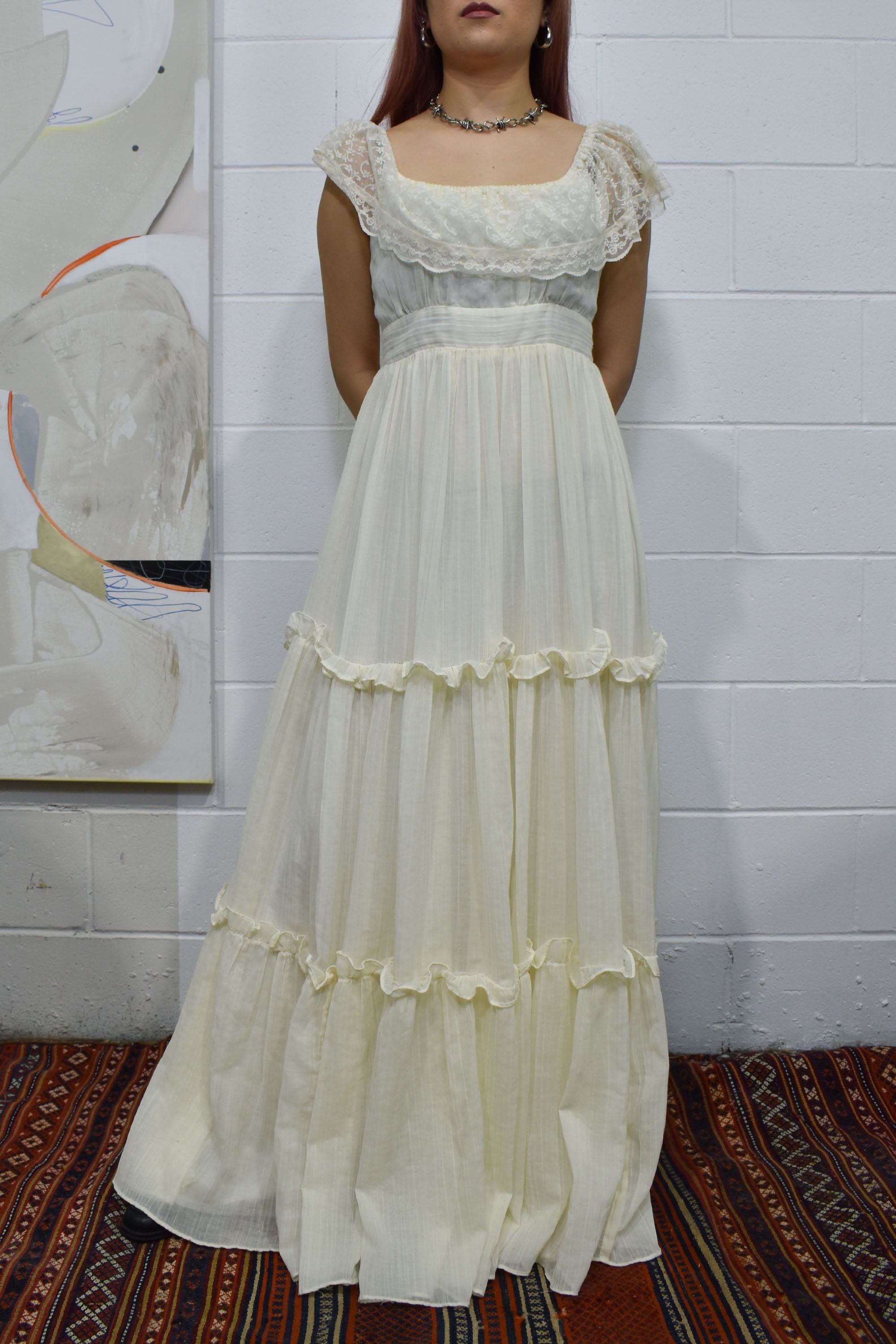 gunne sax off the shoulder dress Vintage Gunne Sax Off Shoulder Dress - Cream