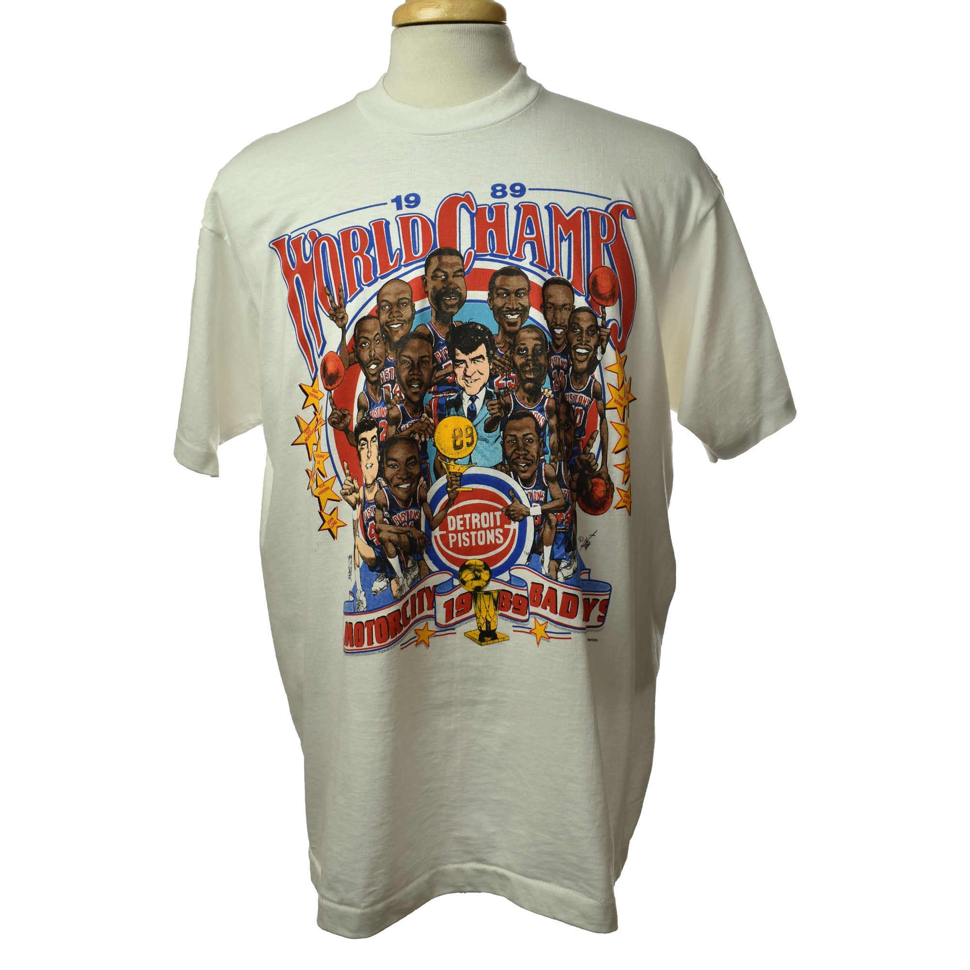 Vtg 1989 Detroit Pistons NBA Finals T Shirt Bad Boys Tench Sz L
