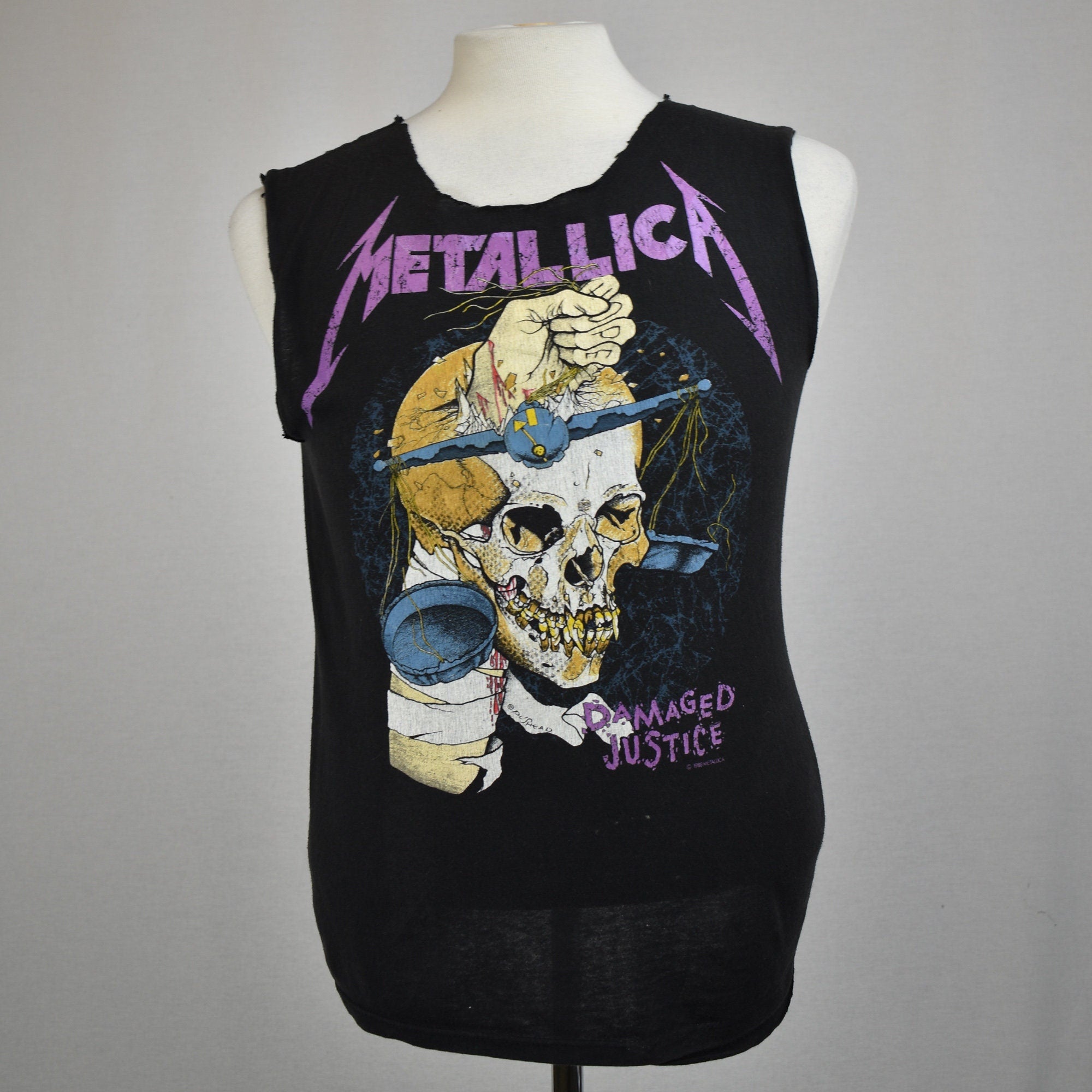 Vintage Metallica 1988 Damaged Justice Summer 88 Tour Tee Tank Top T-shirt