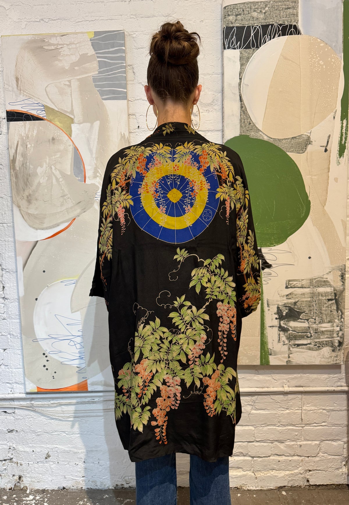 Vintage 1920s Black Silk Pongee Robe