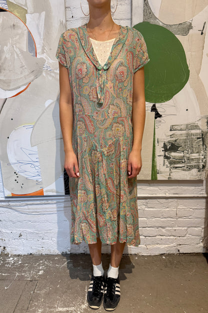 Vintage 1930s "Betty Baxley Frocks" Paisley Floral Cotton Dress