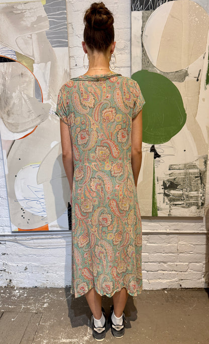 Vintage 1930s "Betty Baxley Frocks" Paisley Floral Cotton Dress