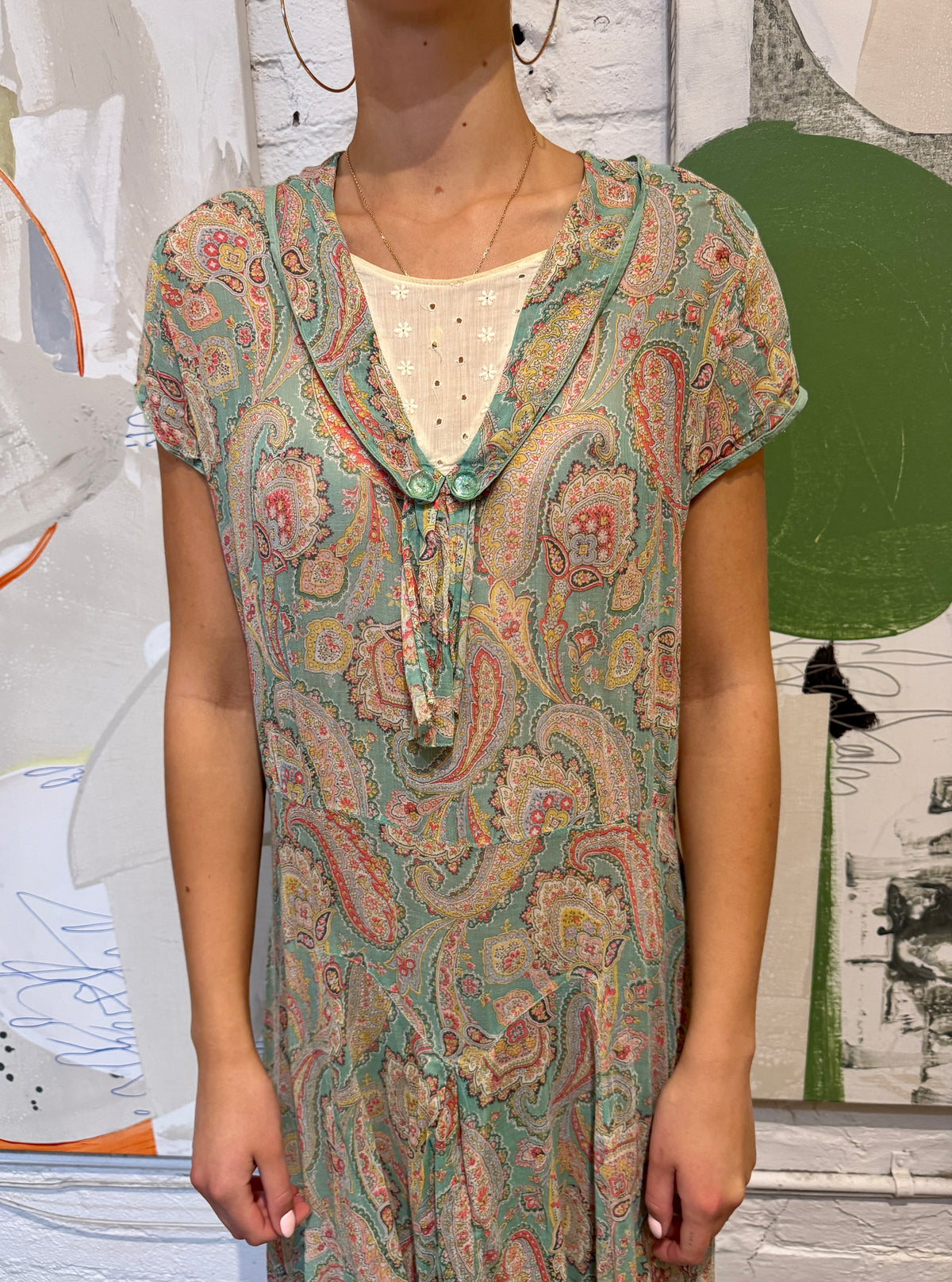 Vintage 1930s "Betty Baxley Frocks" Paisley Floral Cotton Dress
