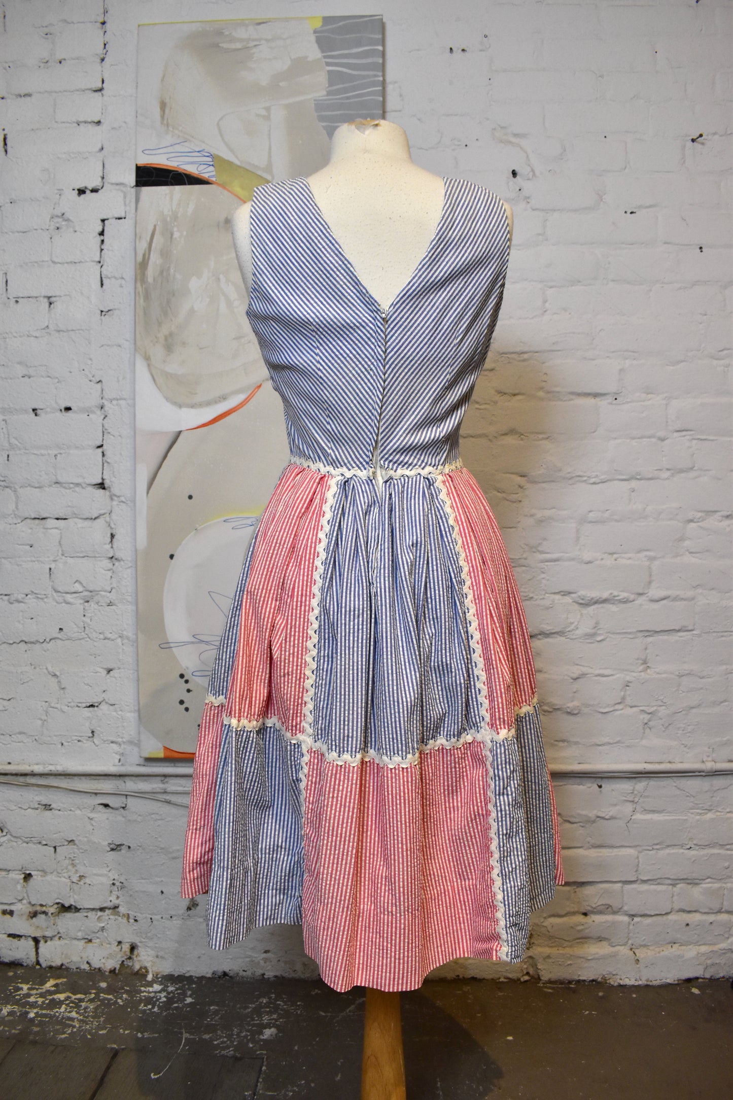 Vintage 1960's Seersucker Striped Summer Dress