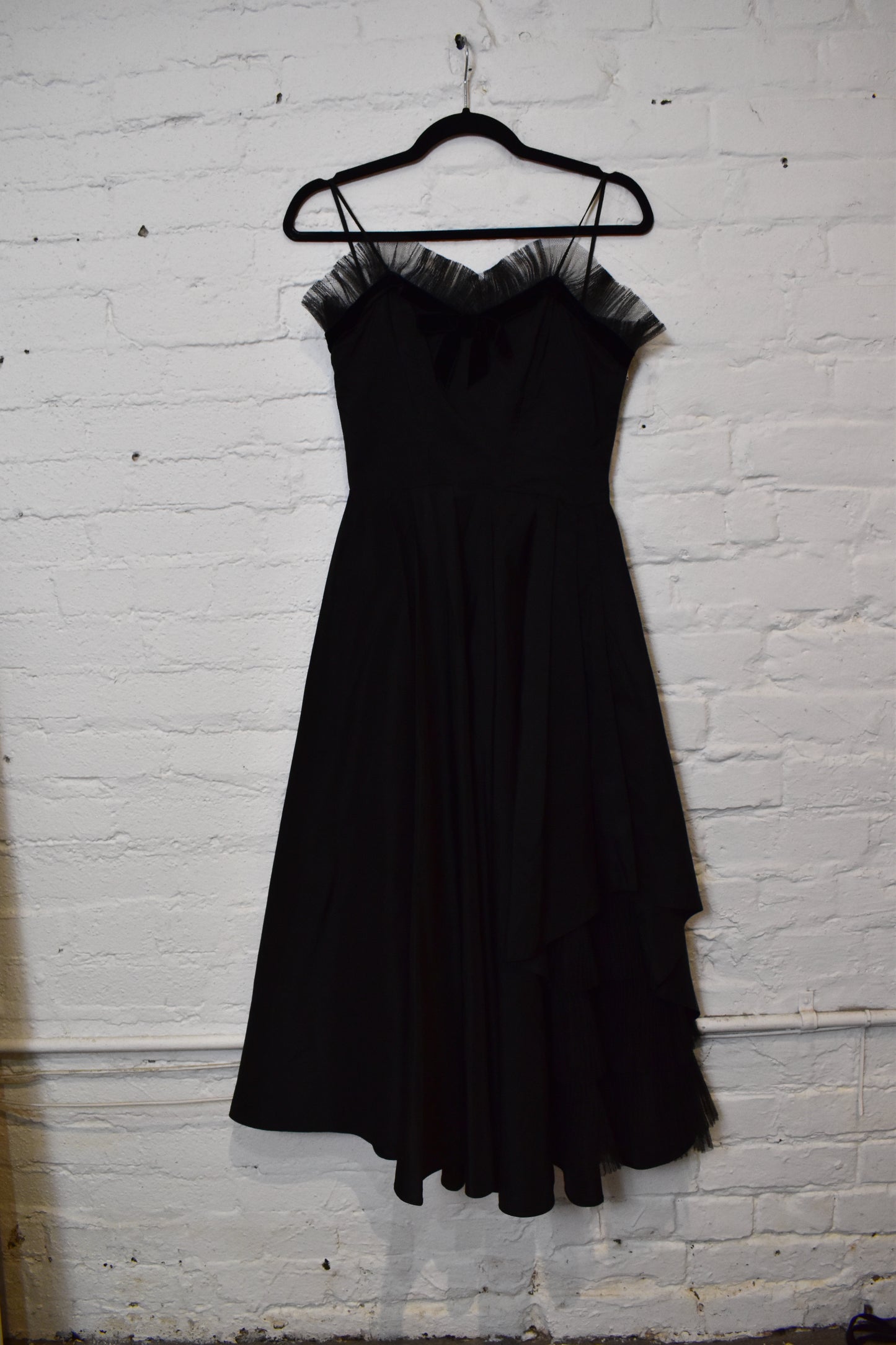 Vintage 1950s "House of Hartwig" Black Taffeta and Tulle Formal Party Dress