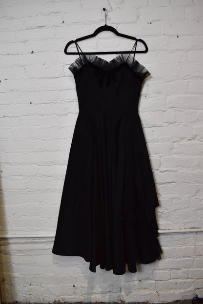 Vintage 1950s "House of Hartwig" Black Taffeta and Tulle Formal Party Dress