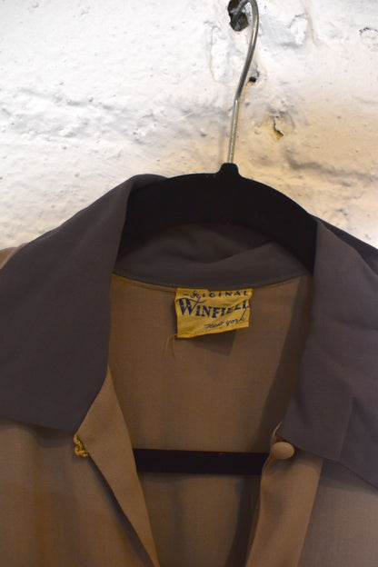 Vintage 1940's "Winfield" Grey Chevron Shirtdress