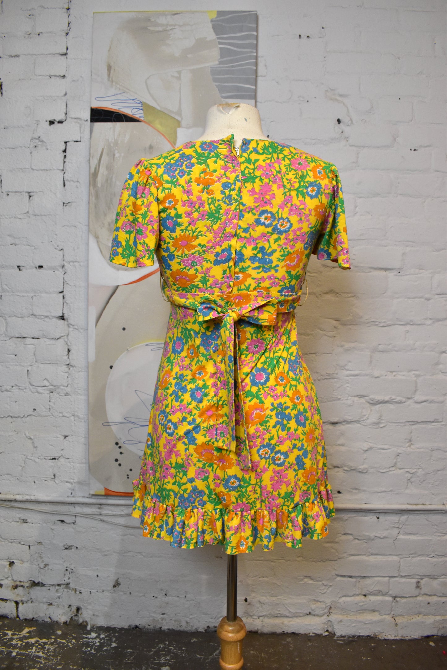 Vintage 1960's Cotton Jersey Floral Mini Dress