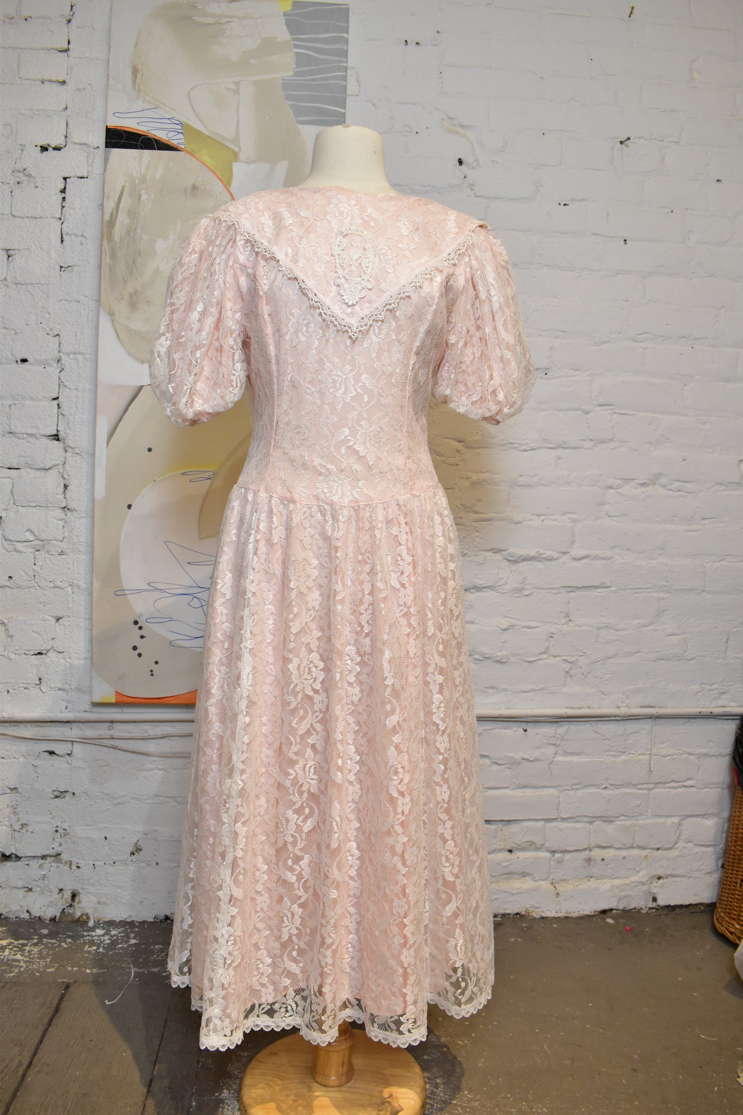 Vintage 1980's Gunne Sax Pink Lace Princess Dress