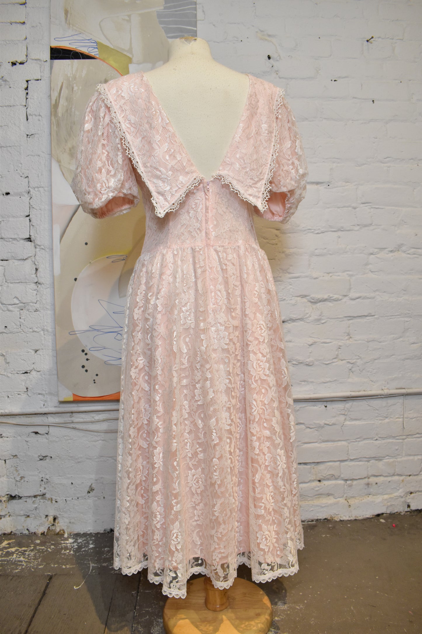 Vintage 1980's Gunne Sax Pink Lace Princess Dress