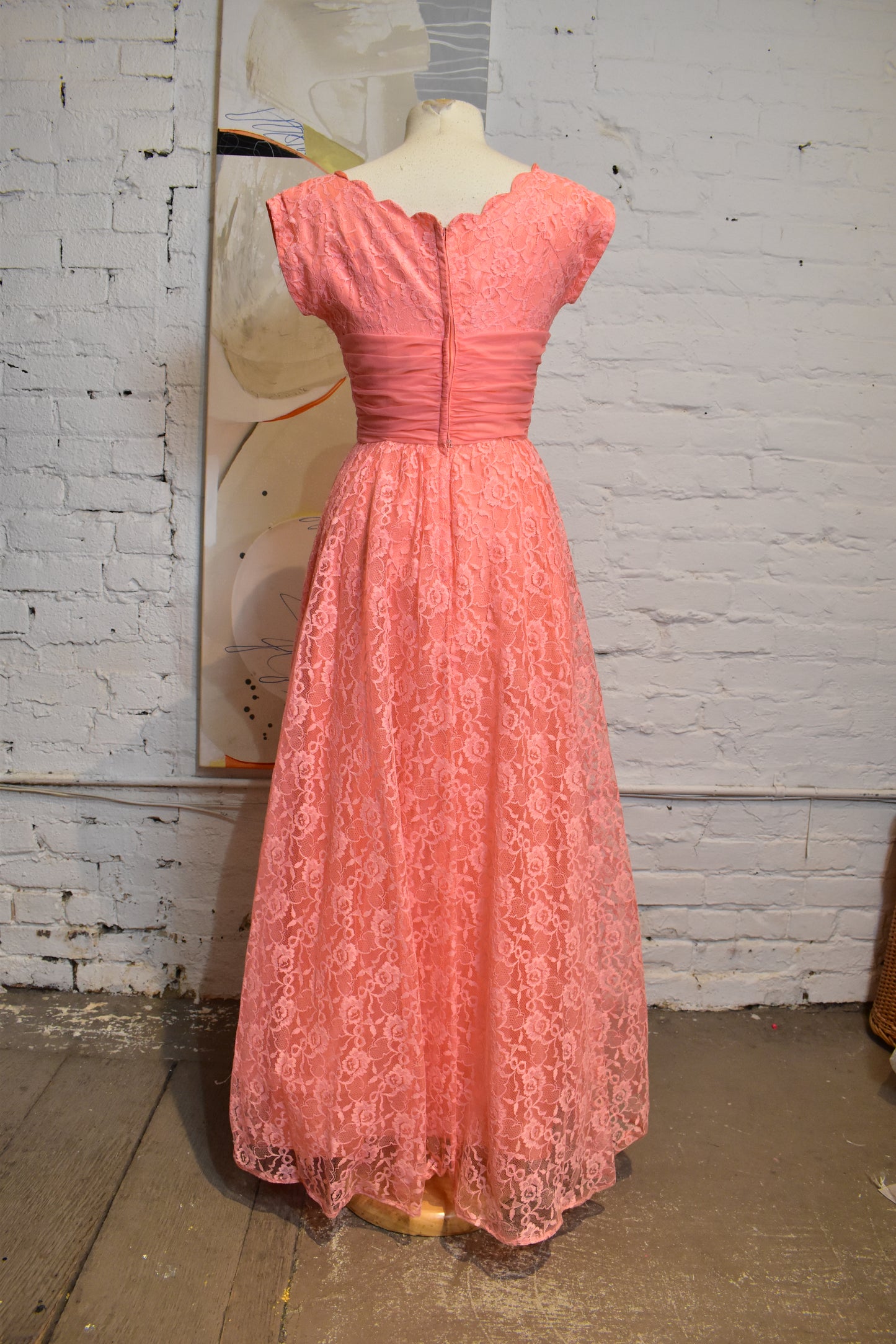 Vintage 1960s "Sears" Pink Lace Prom Dress