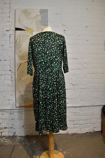 Vintage 1960's Green Swirl Print Day Dress