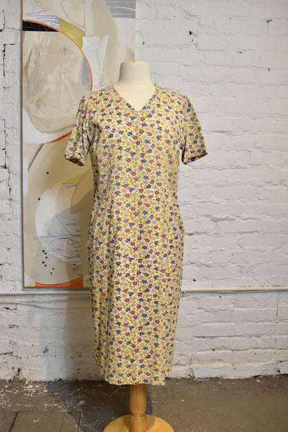 Vintage 1960s Cotton Floral House Dress